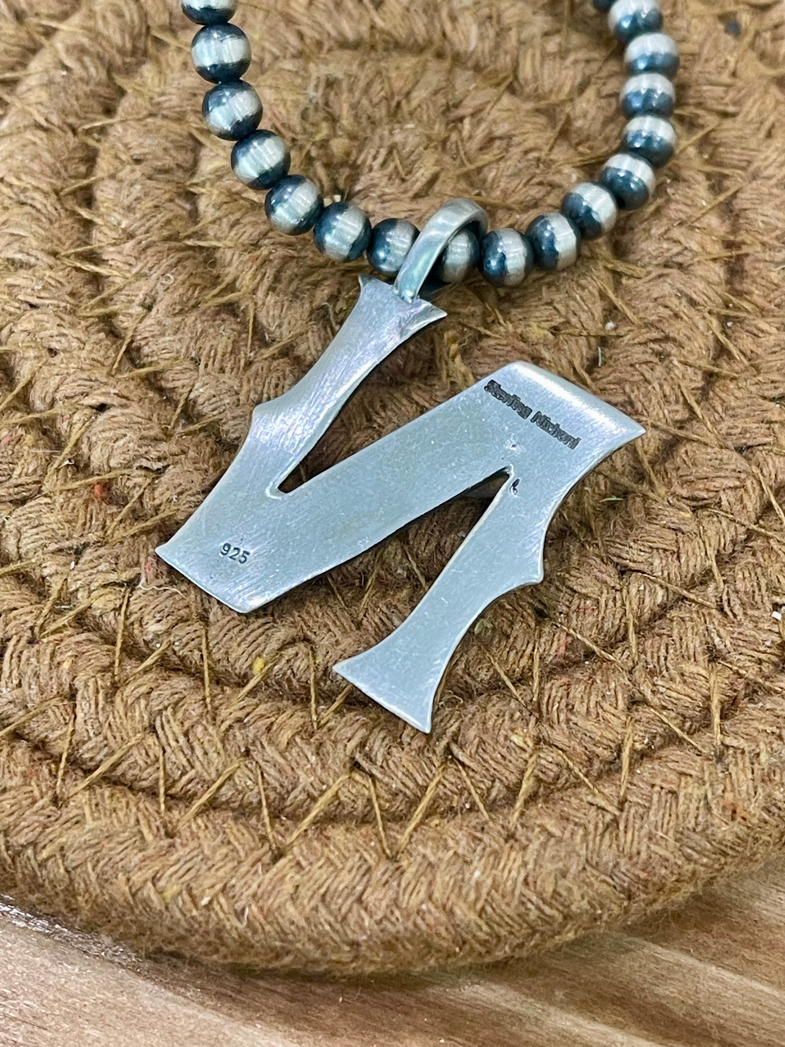 Handmade Sterling Silver and Turquoise Letter Pendant