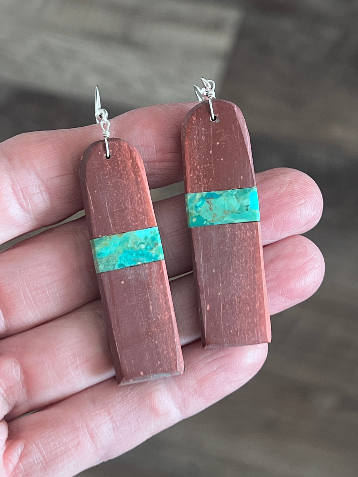 Warren Nieto Inlay Kingman Turquoise and Pipestone Thunderbird Tab Necklace & Earrings Set