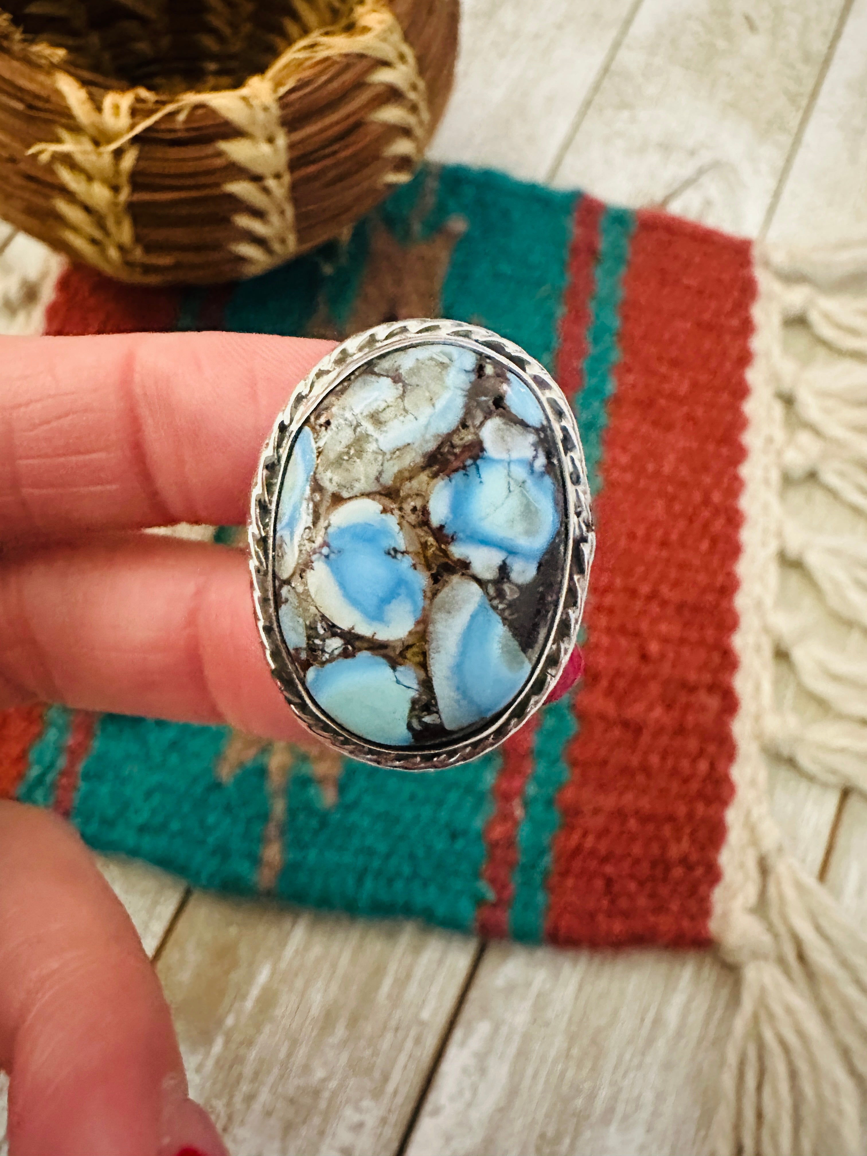 Handcrafted Golden Hills Turquoise & Sterling Silver Adjustable Ring