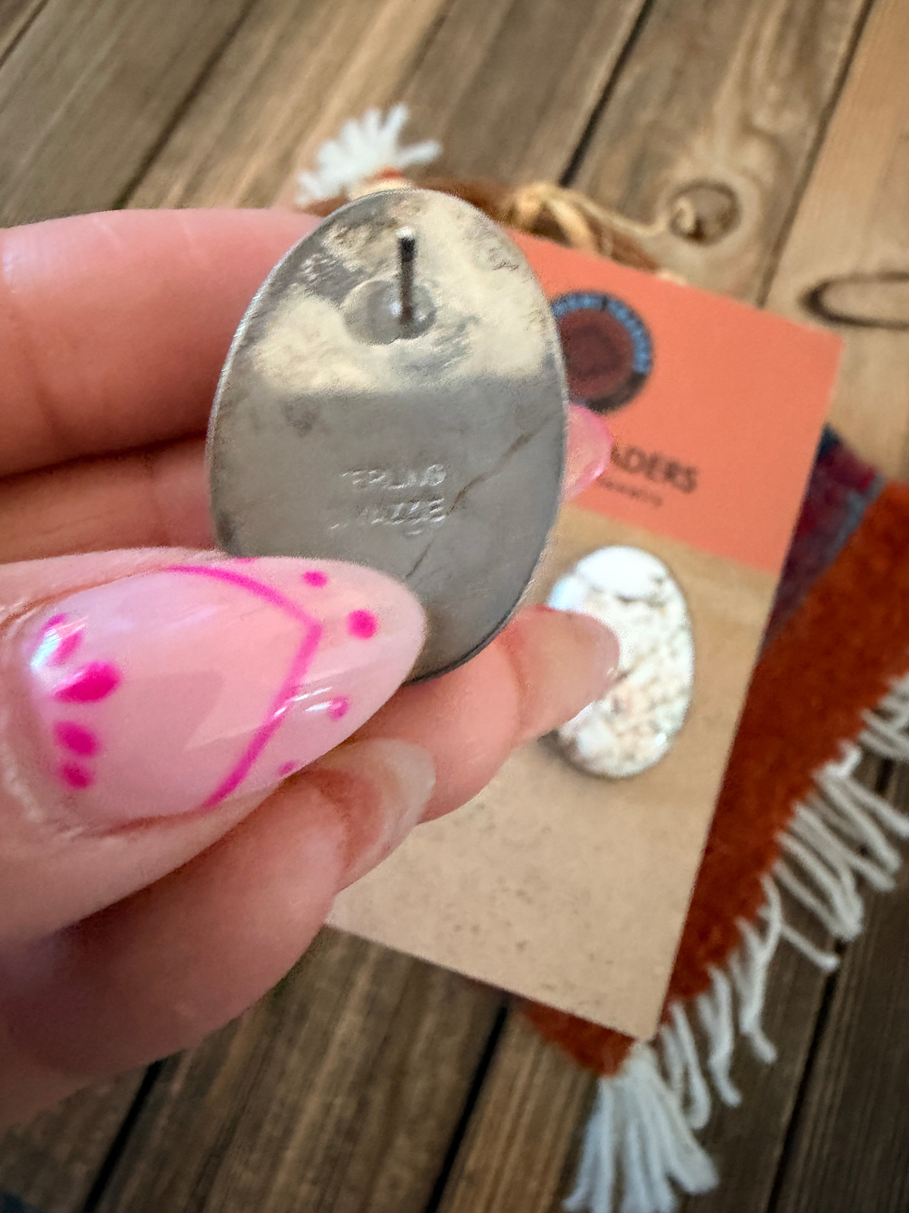 Handcrafted White Buffalo & Sterling Silver Post Earrings