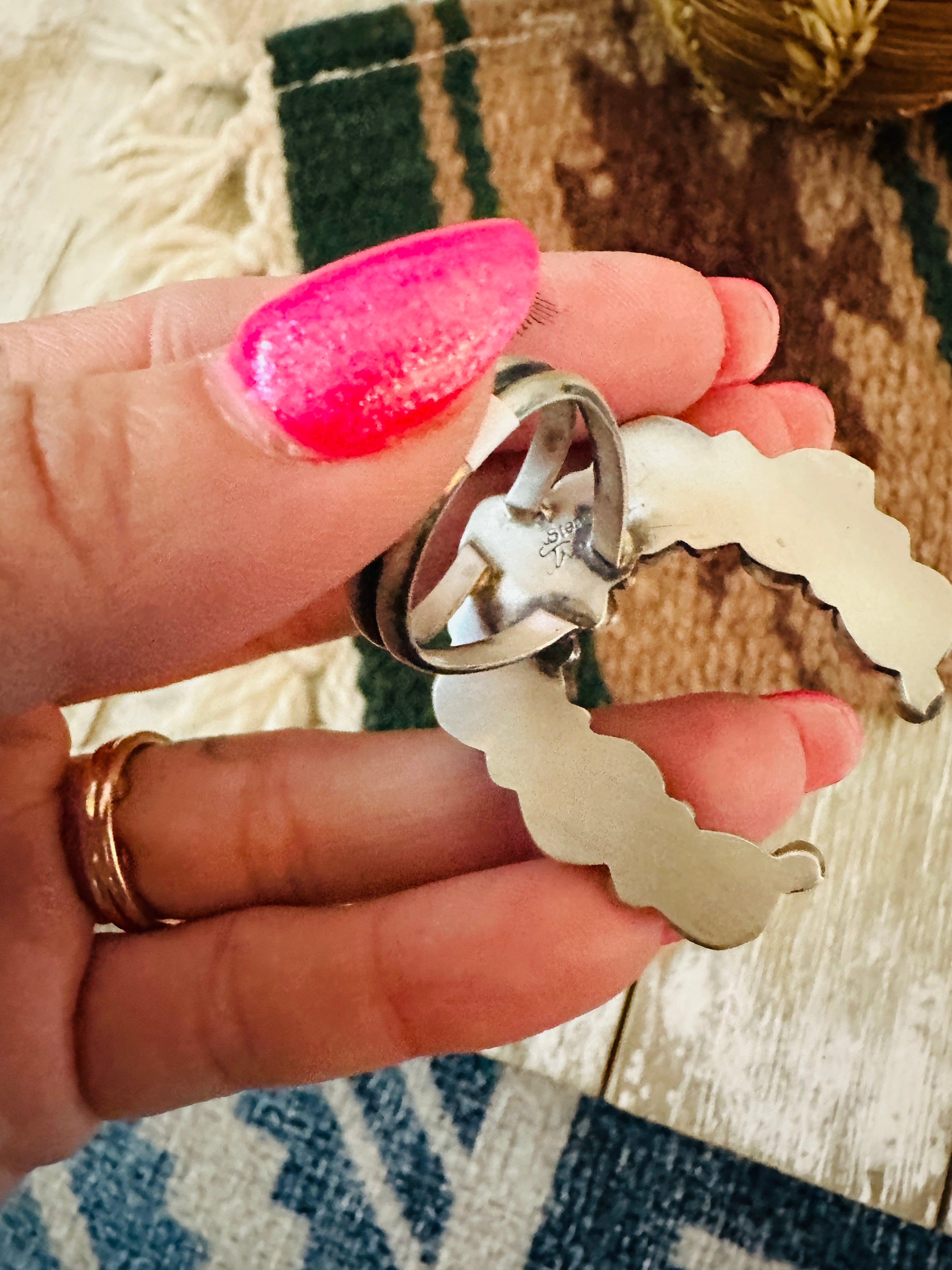 Handcrafted Sterling Silver & Multi Stone Naja Ring Size 8