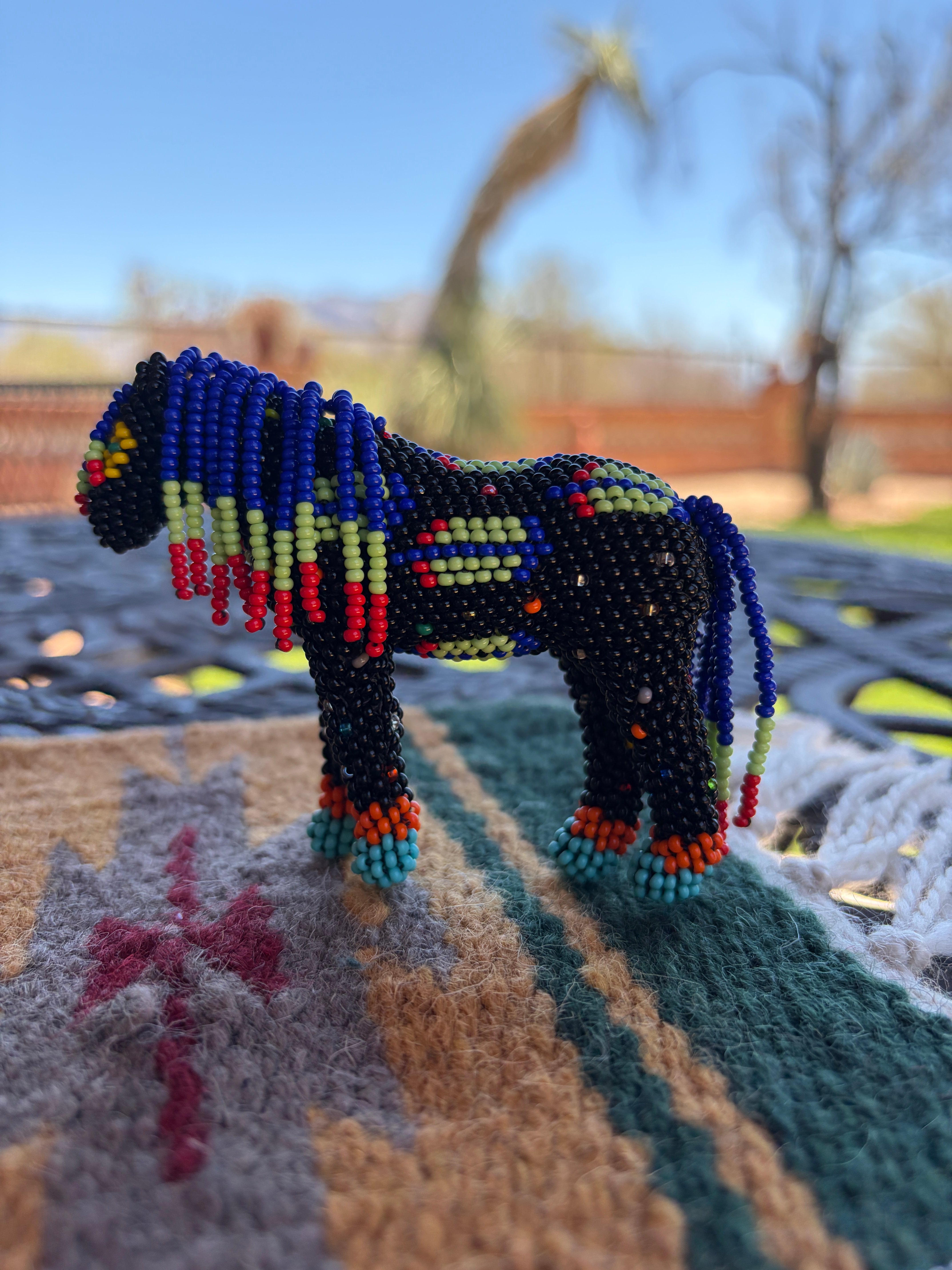 Handmade Peyote Stitched Horse Figurine- Black 12