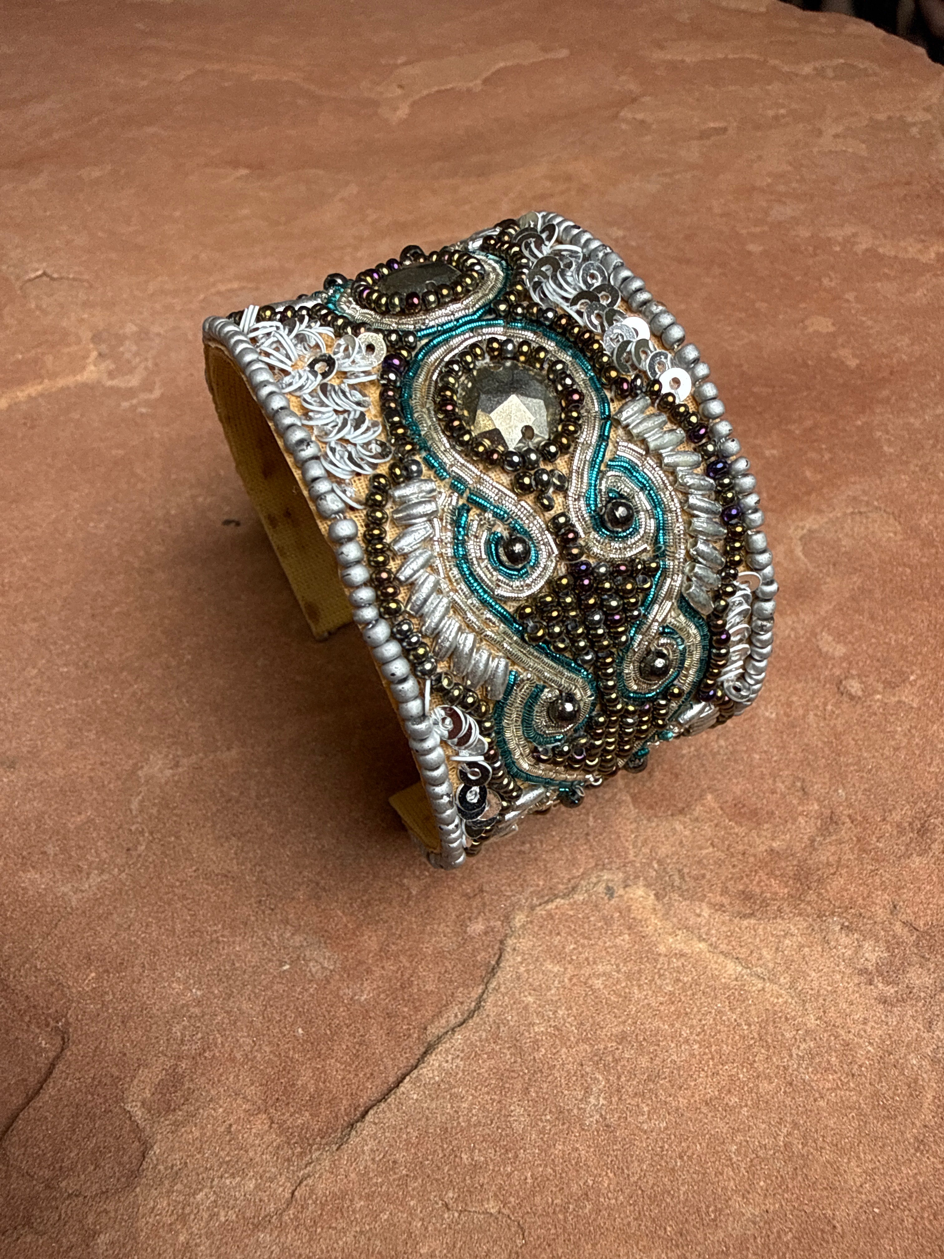 “The Golden Collection” Handmade Beaded Cuff Bracelet