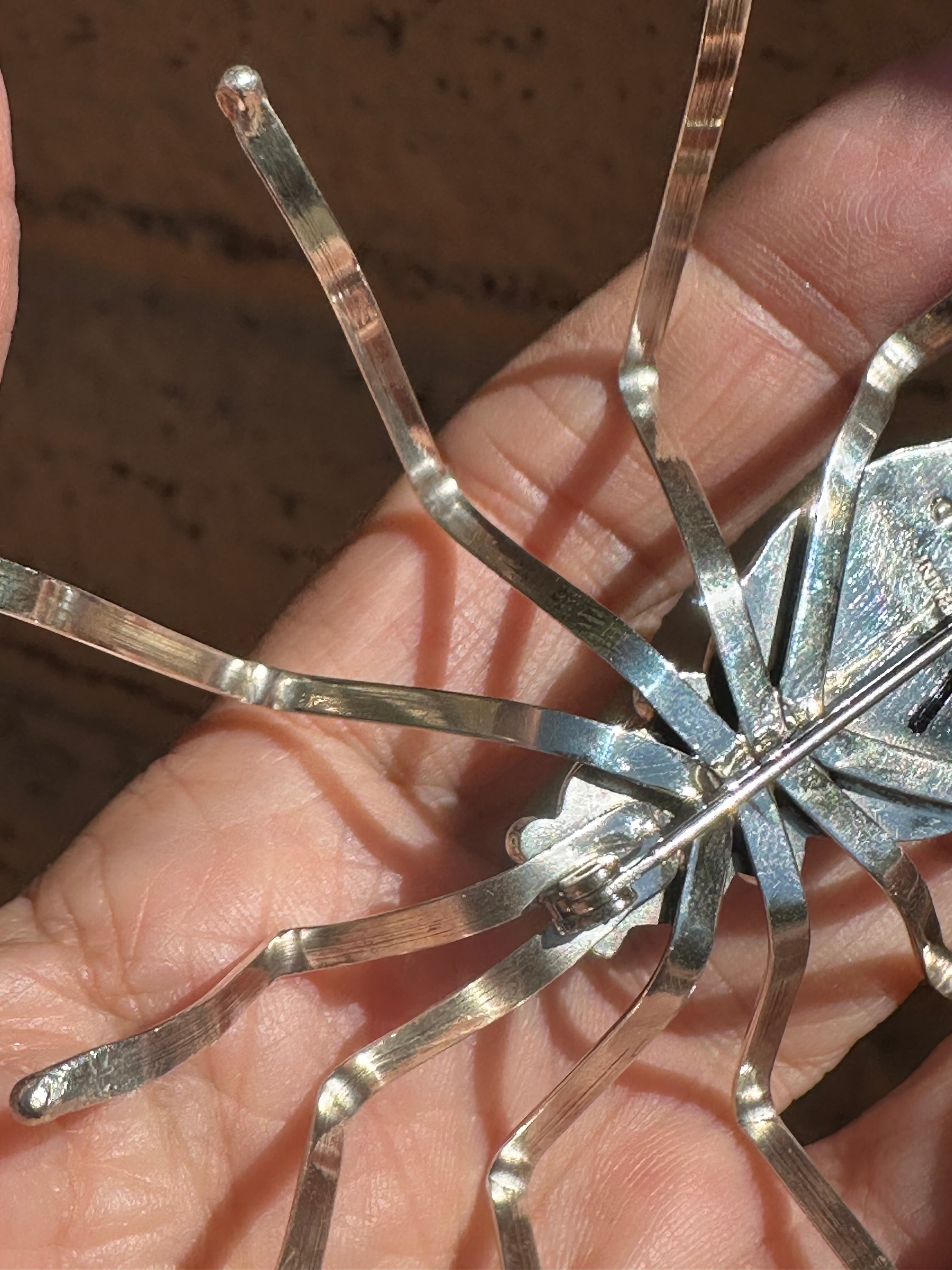 Handcrafted Sterling Silver Spider Brooch