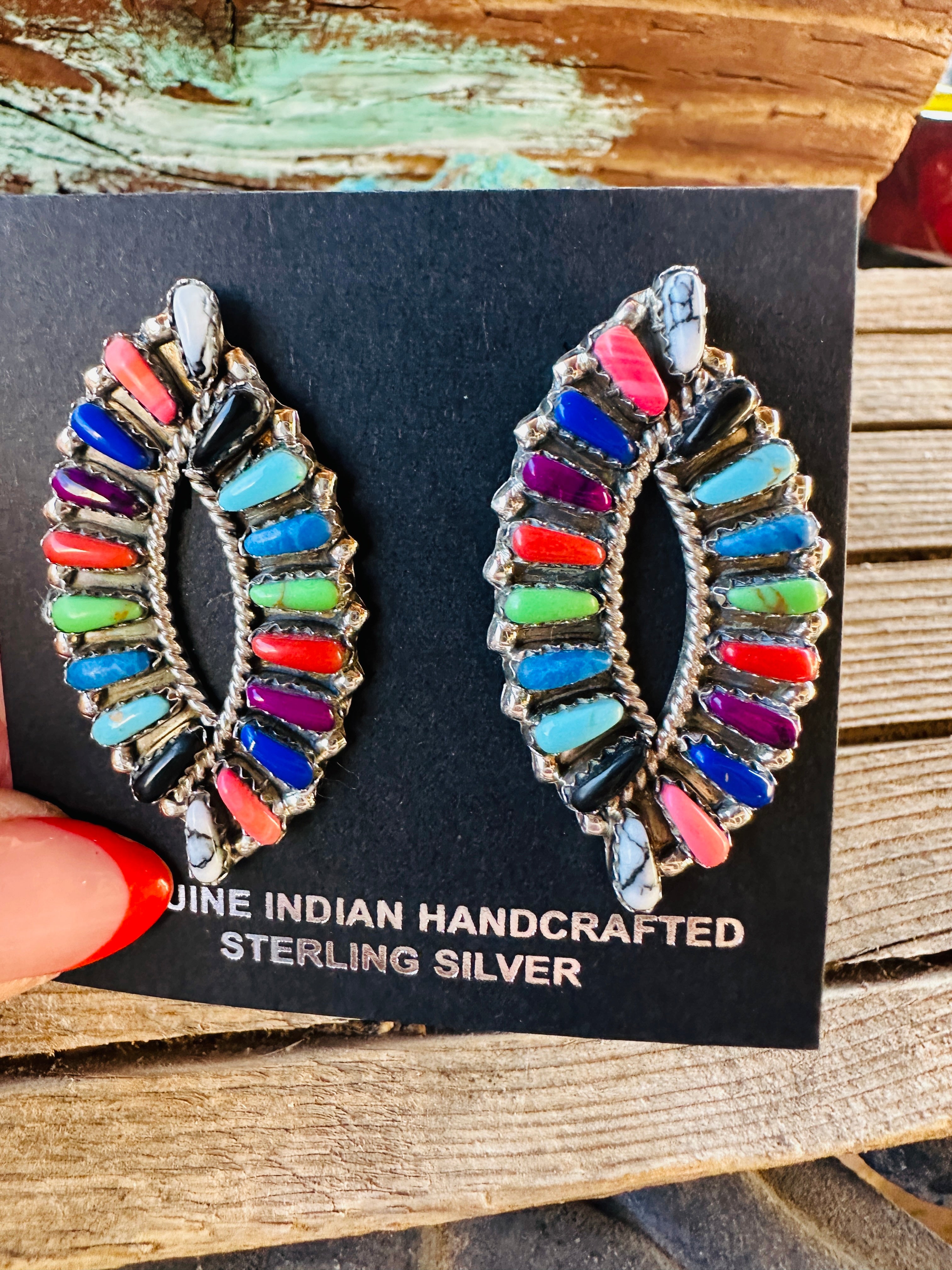 Handcrafted Multi Stone & Sterling Silver Post Earrings