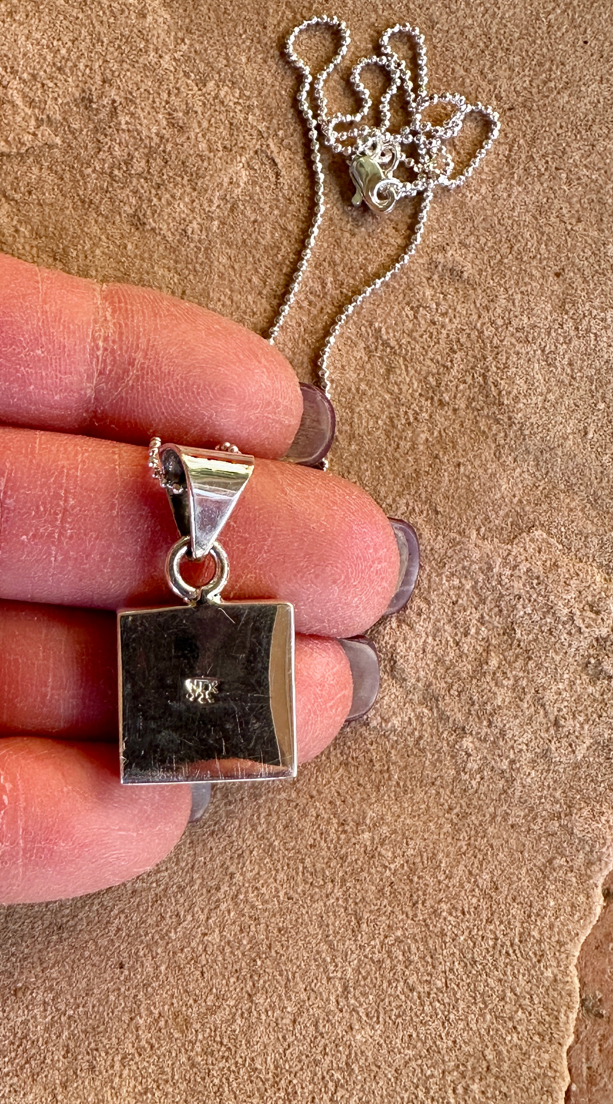 Square Tejano Mosaic Pendant Necklace