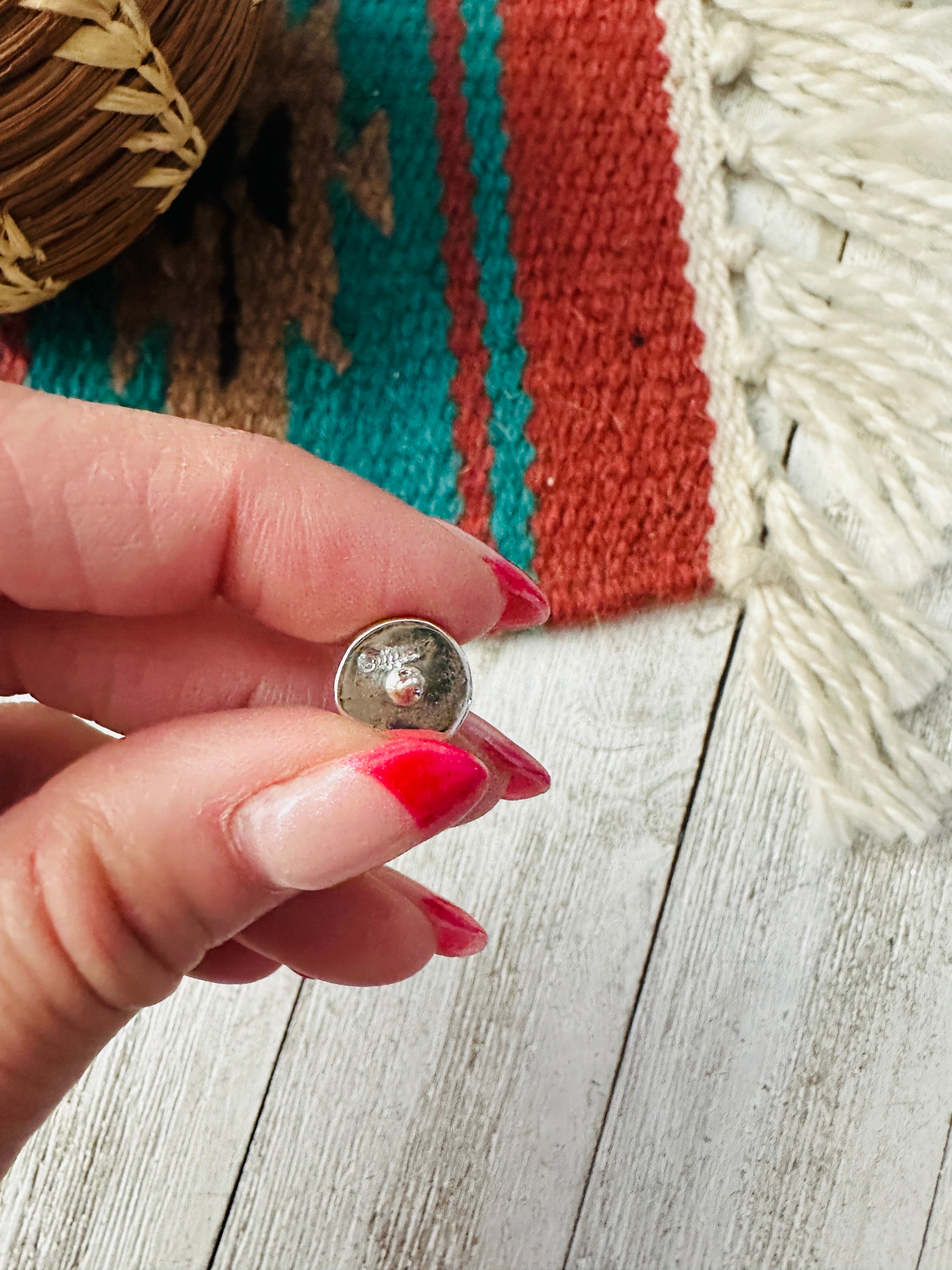 White Buffalo and Sterling Silver Stud Earrings