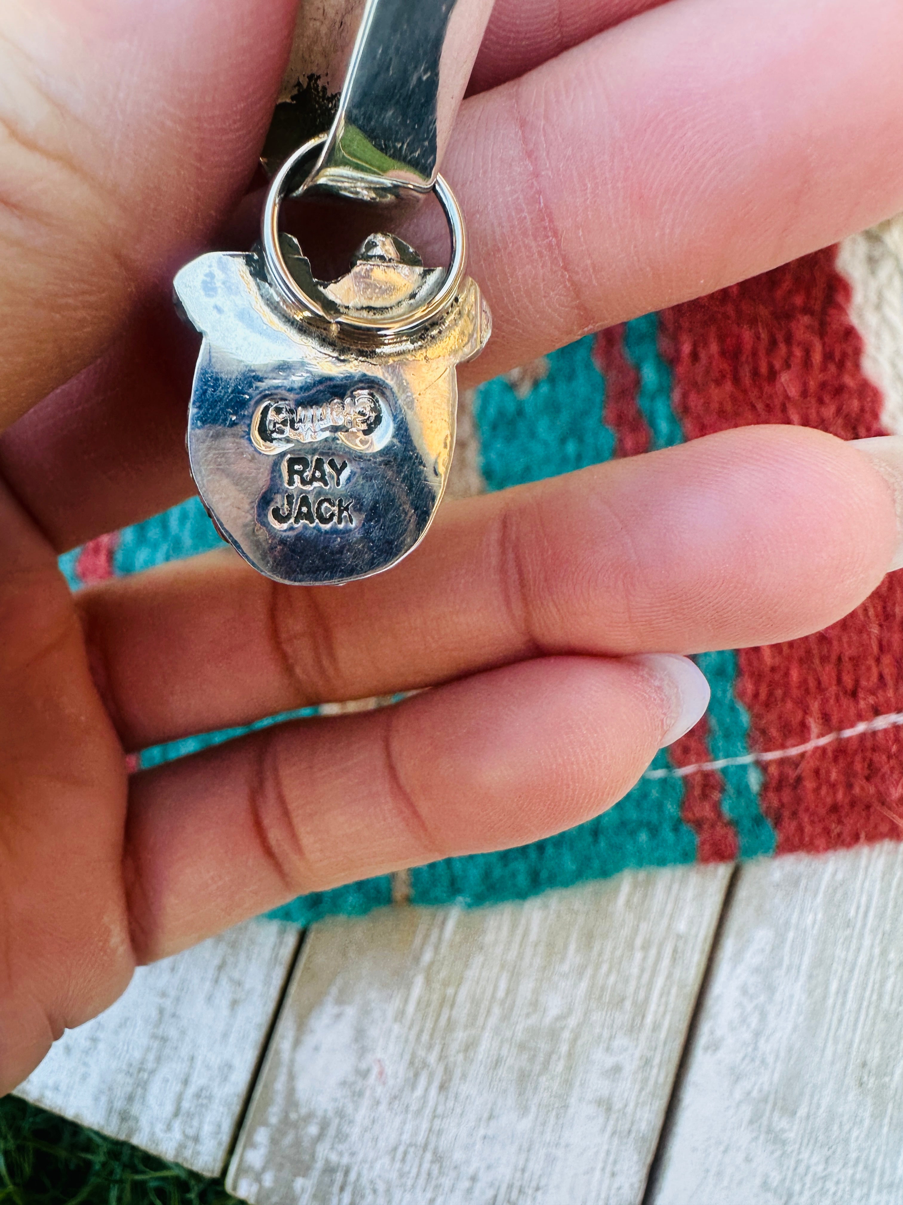 Handcrafted Sterling Silver and Multi Stone Inlay Pendant by Ray Jack