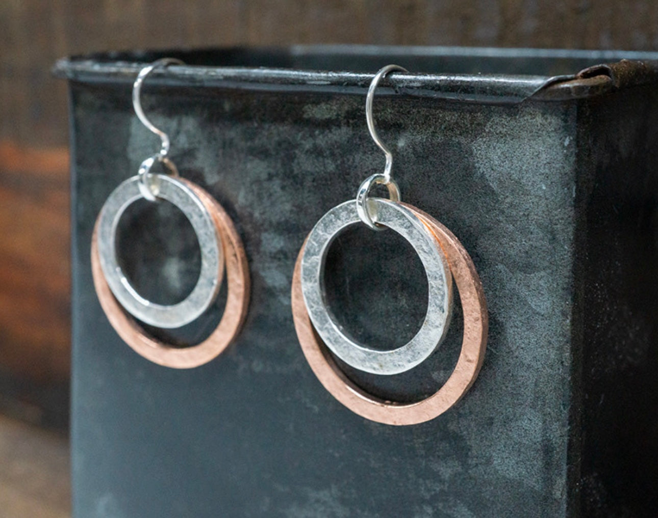Copper & Silver Rings Earrings
