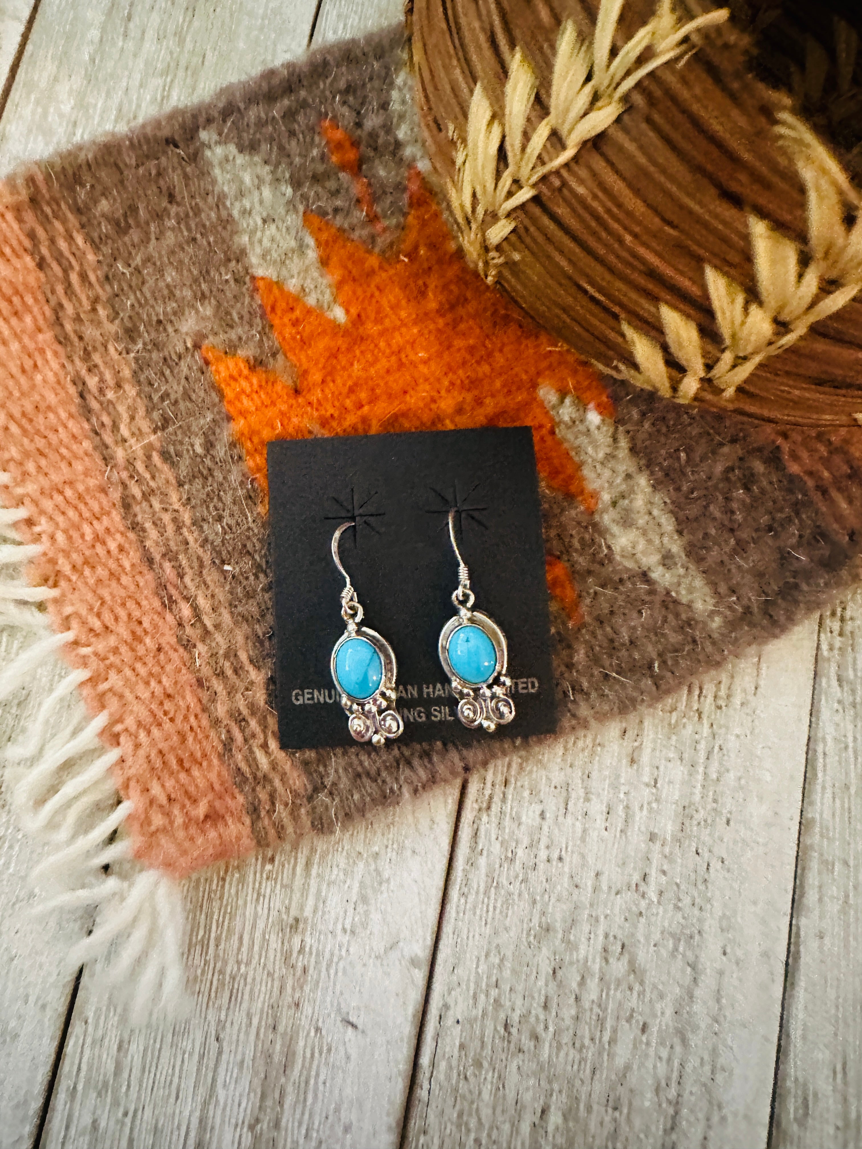 Handcrafted Sterling Silver & Turquoise Dangle Earrings