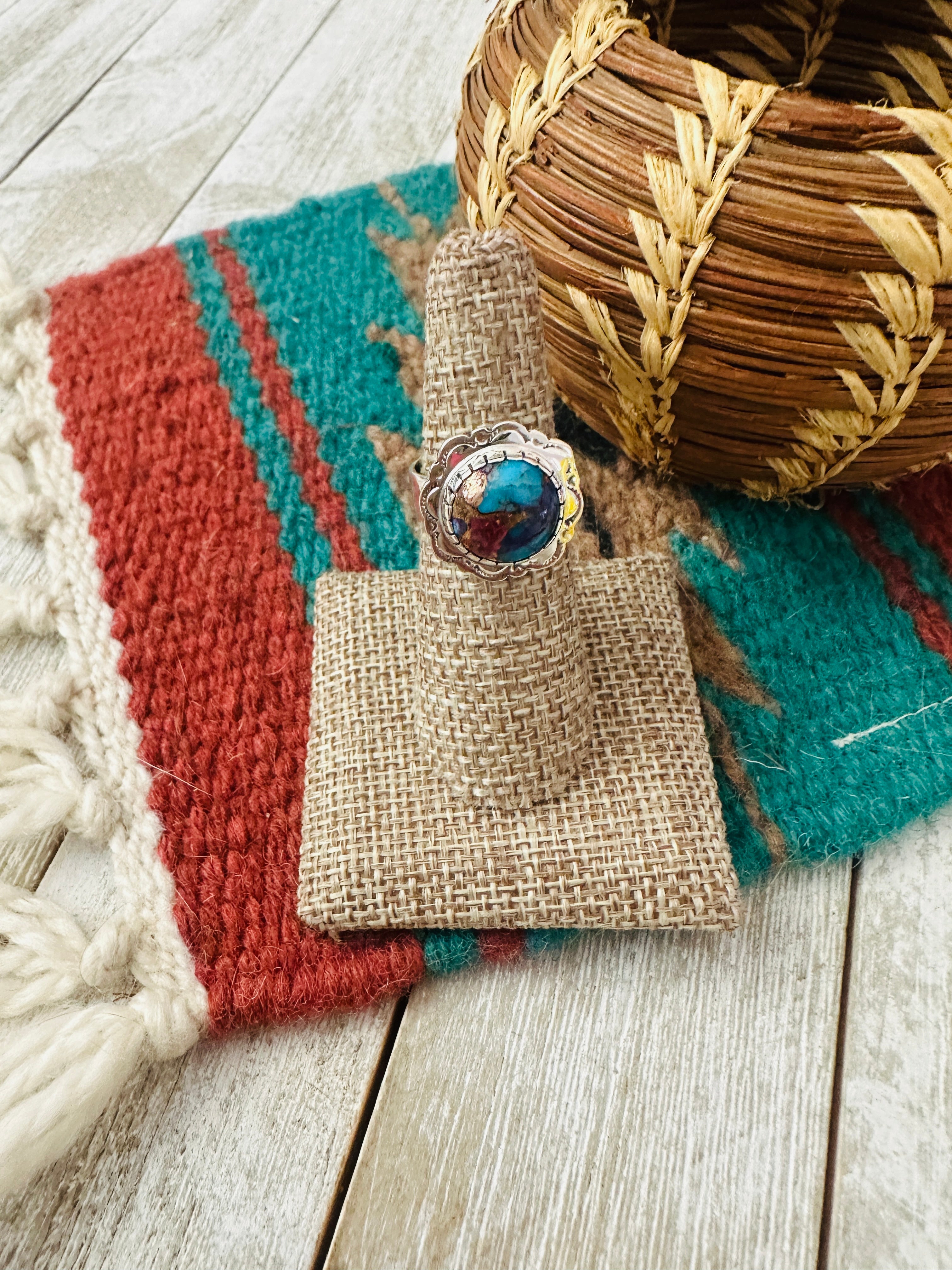 Handcrafted Sterling Silver & Pink Dream Mojave Ring Size 6.5