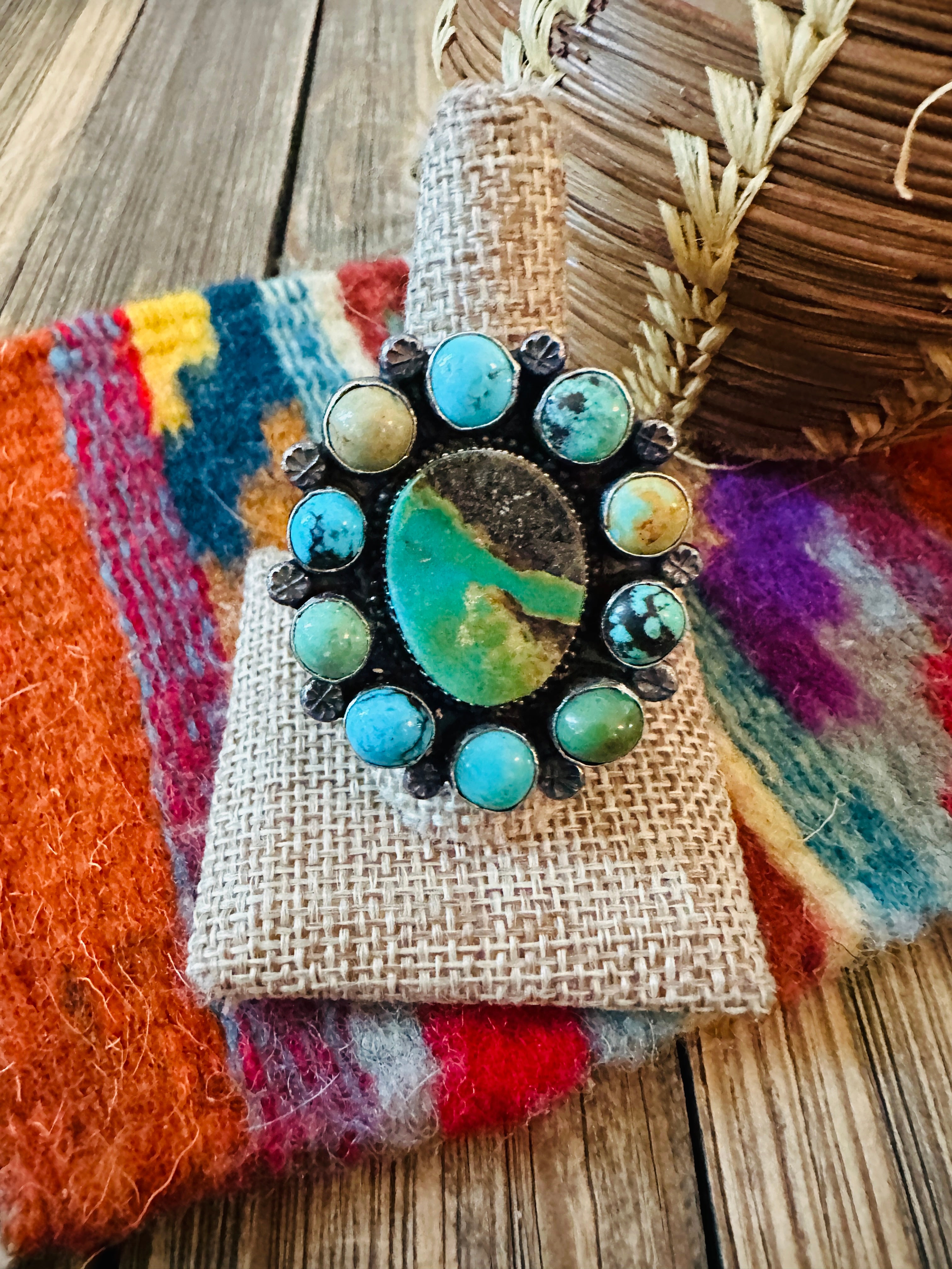 Handcrafted Turquoise & Sterling Silver Adjustable Ring by Jacqueline Silver