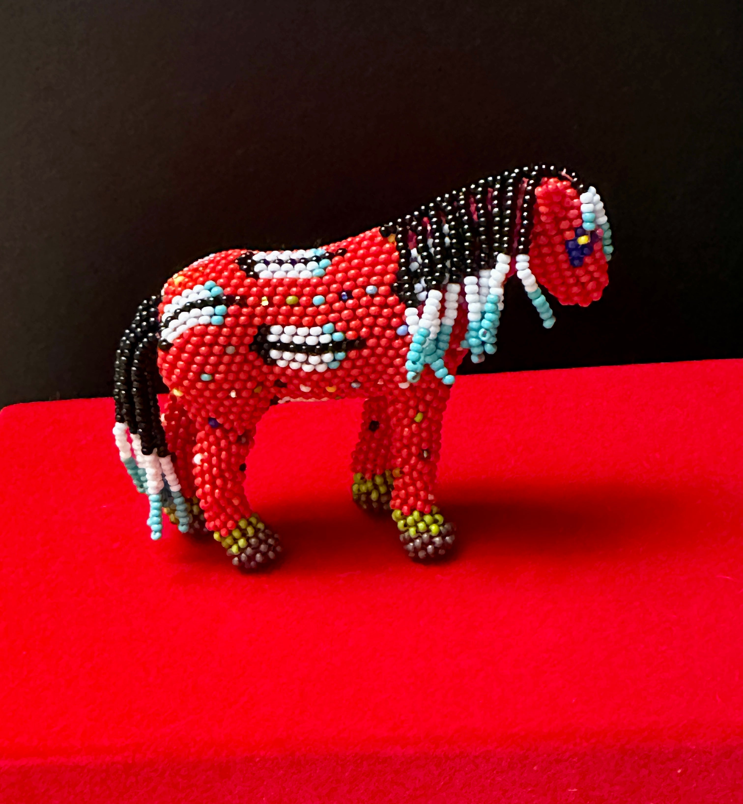 Handmade Peyote Stitched Horse Figurine- Red 3