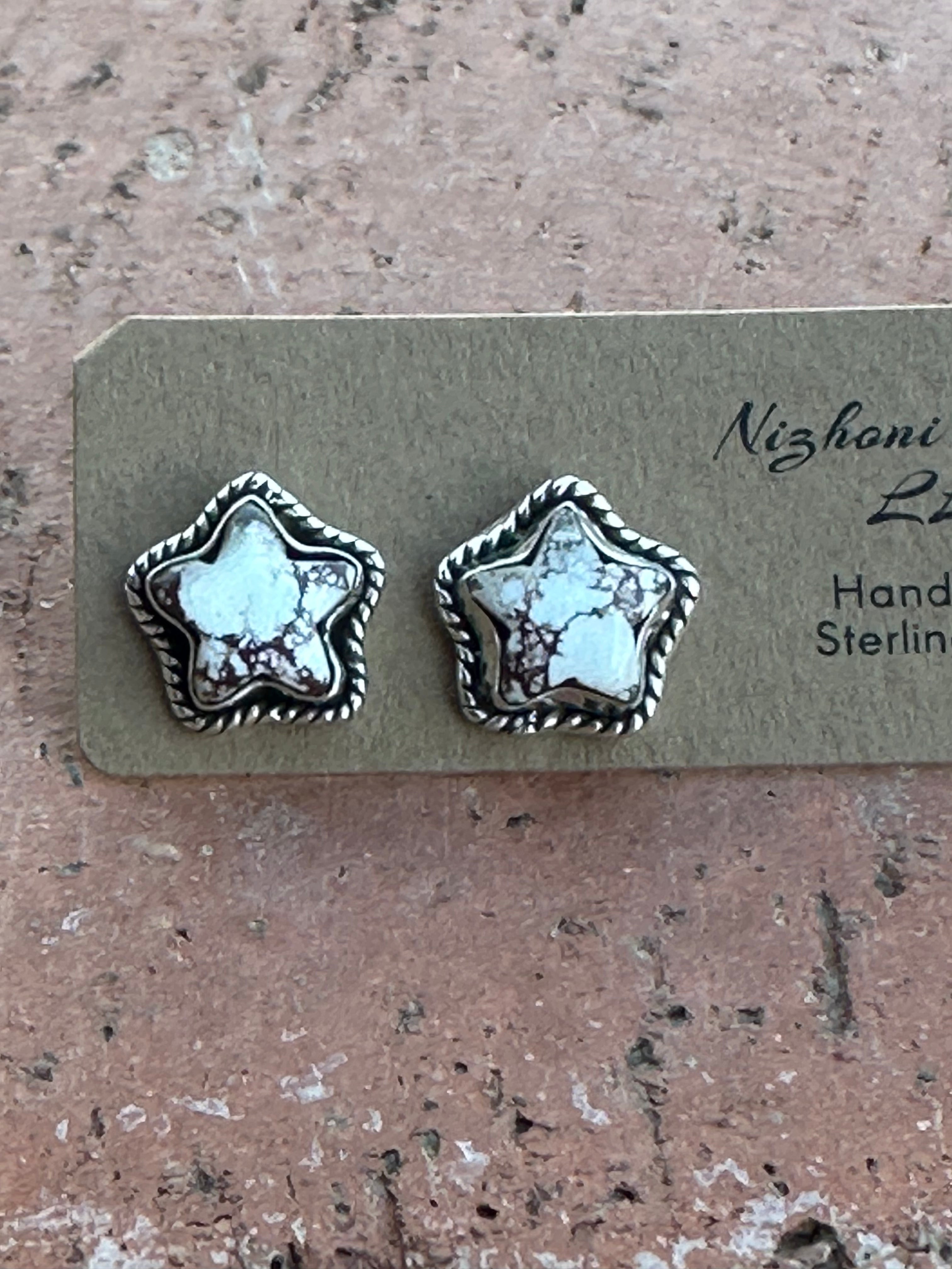 Sizzling Handmade Star Sterling Silver & Wild Horse Post Earrings