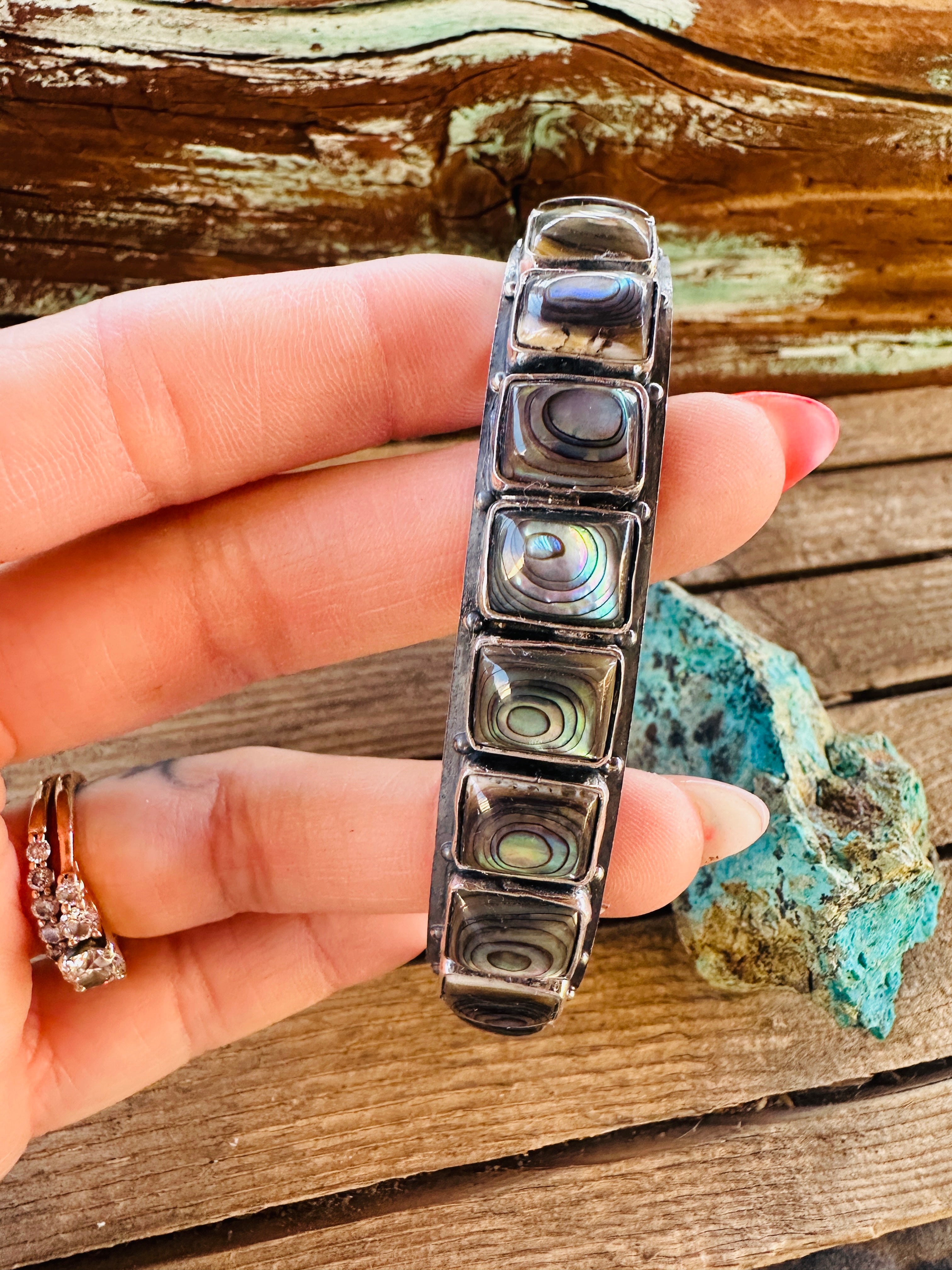 Handcrafted Sterling Silver and Abalone Cuff Bracelet by Federico Jimenez