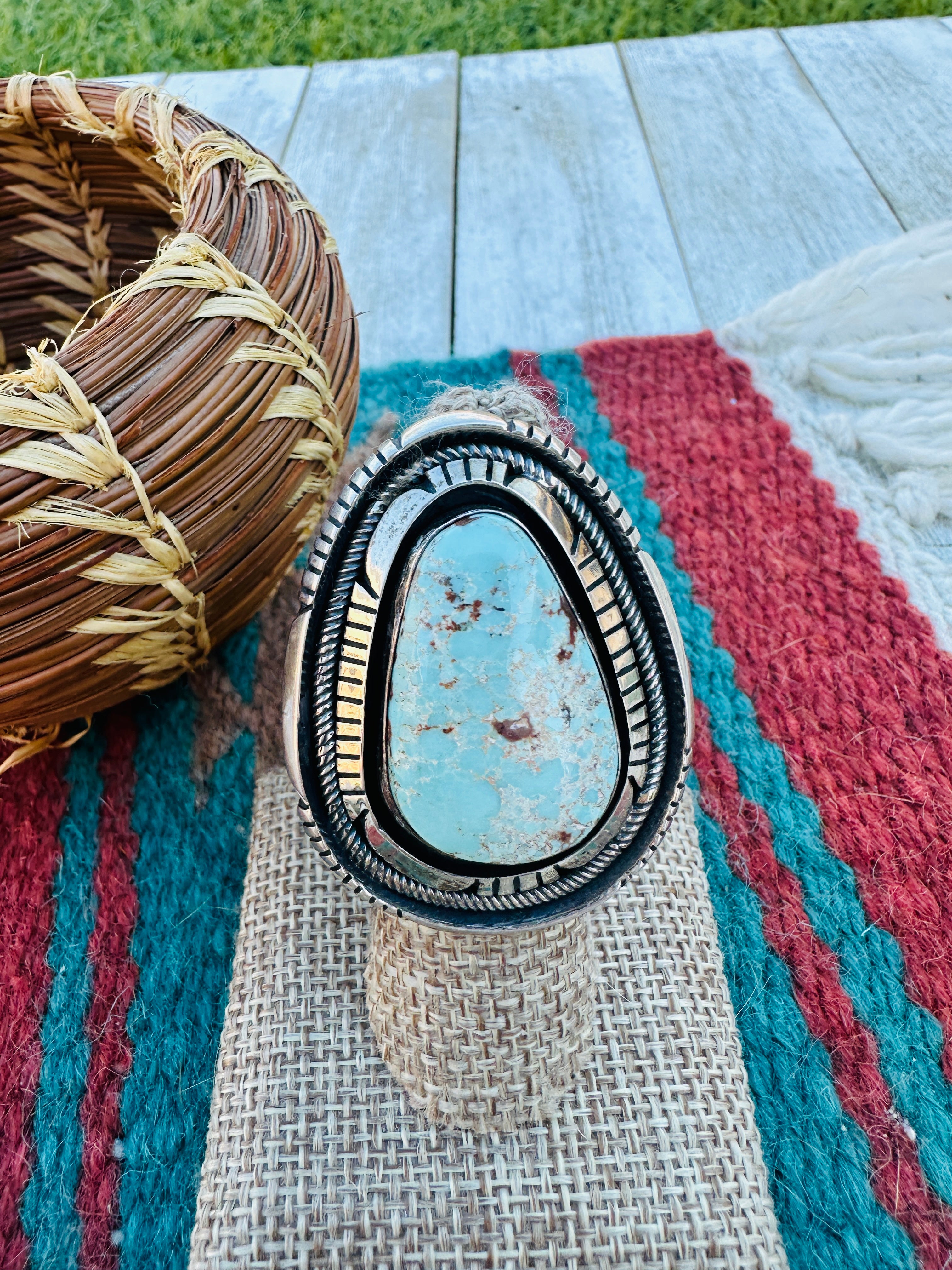 Handcrafted Dry Creek Turquoise & Sterling Silver Ring Size 6