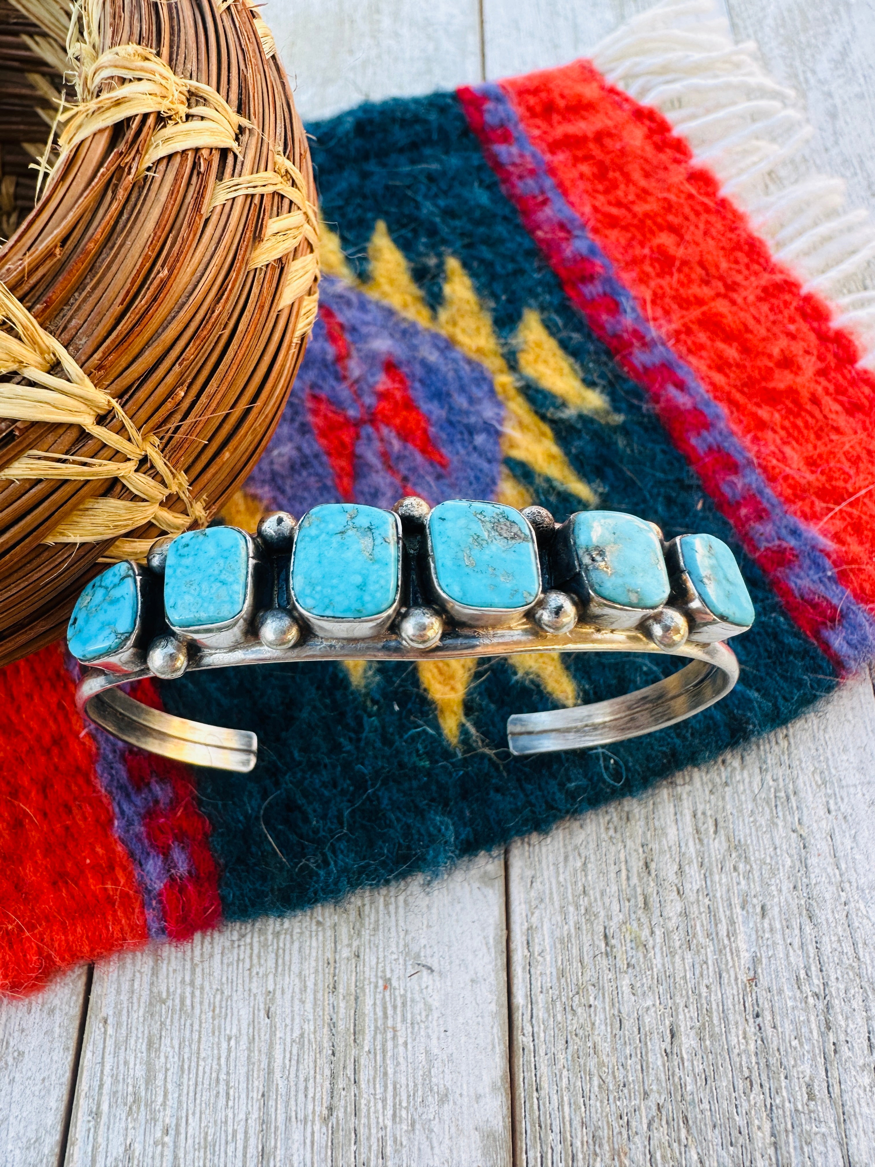 Handcrafted Turquoise & Sterling Silver Cuff Bracelet by Jacqueline Silver