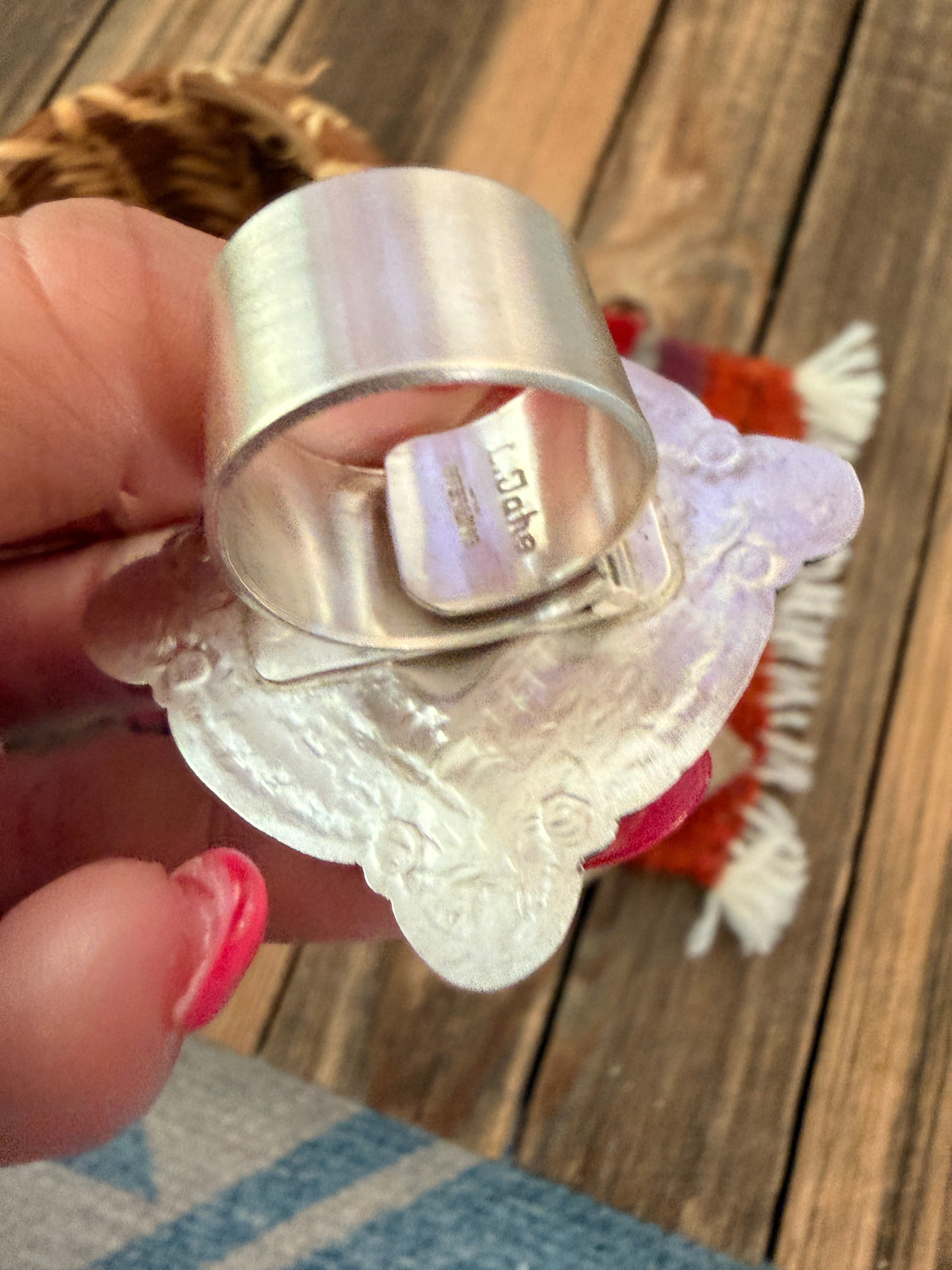 Handcrafted Sterling Silver Adjustable Concho Ring by Leander Tahe