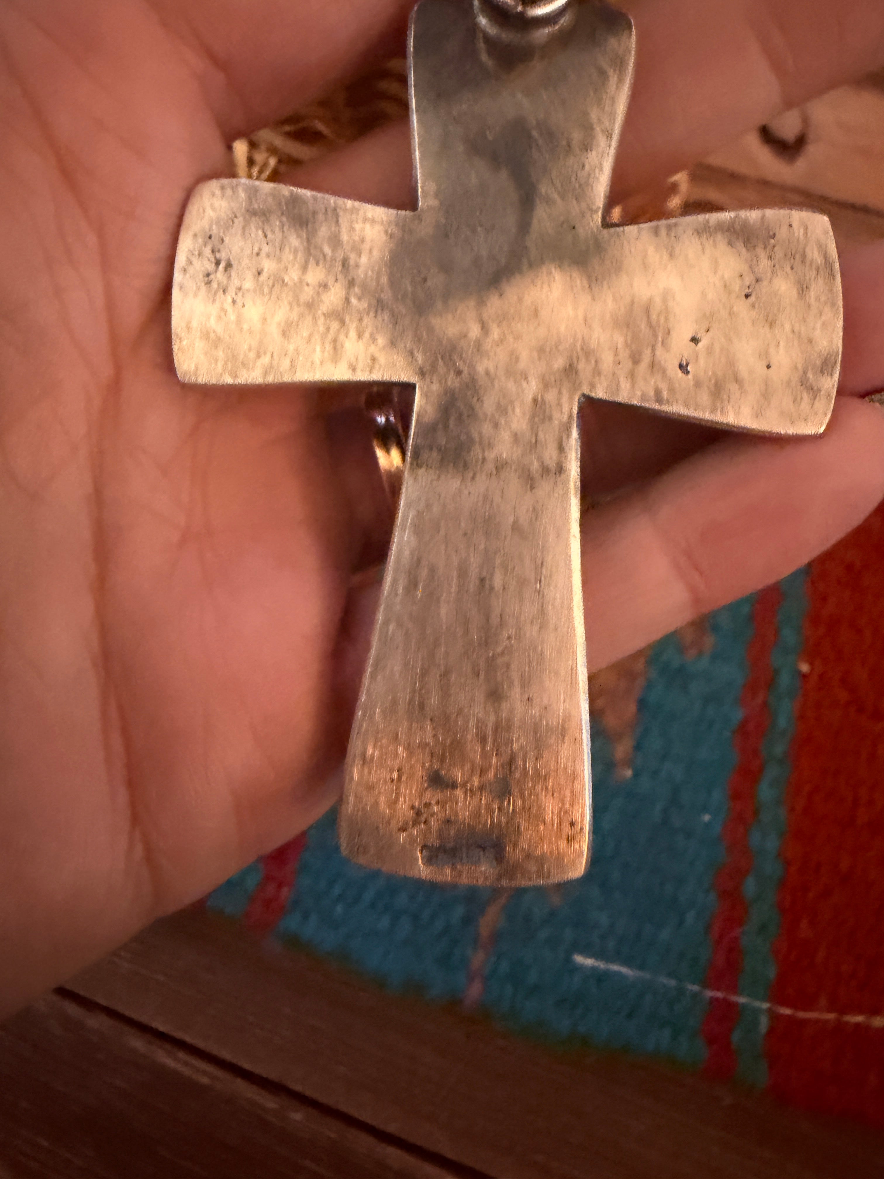 Handcrafted Golden Hills Turquoise & Sterling Silver Cross Pendant by Chimney Butte