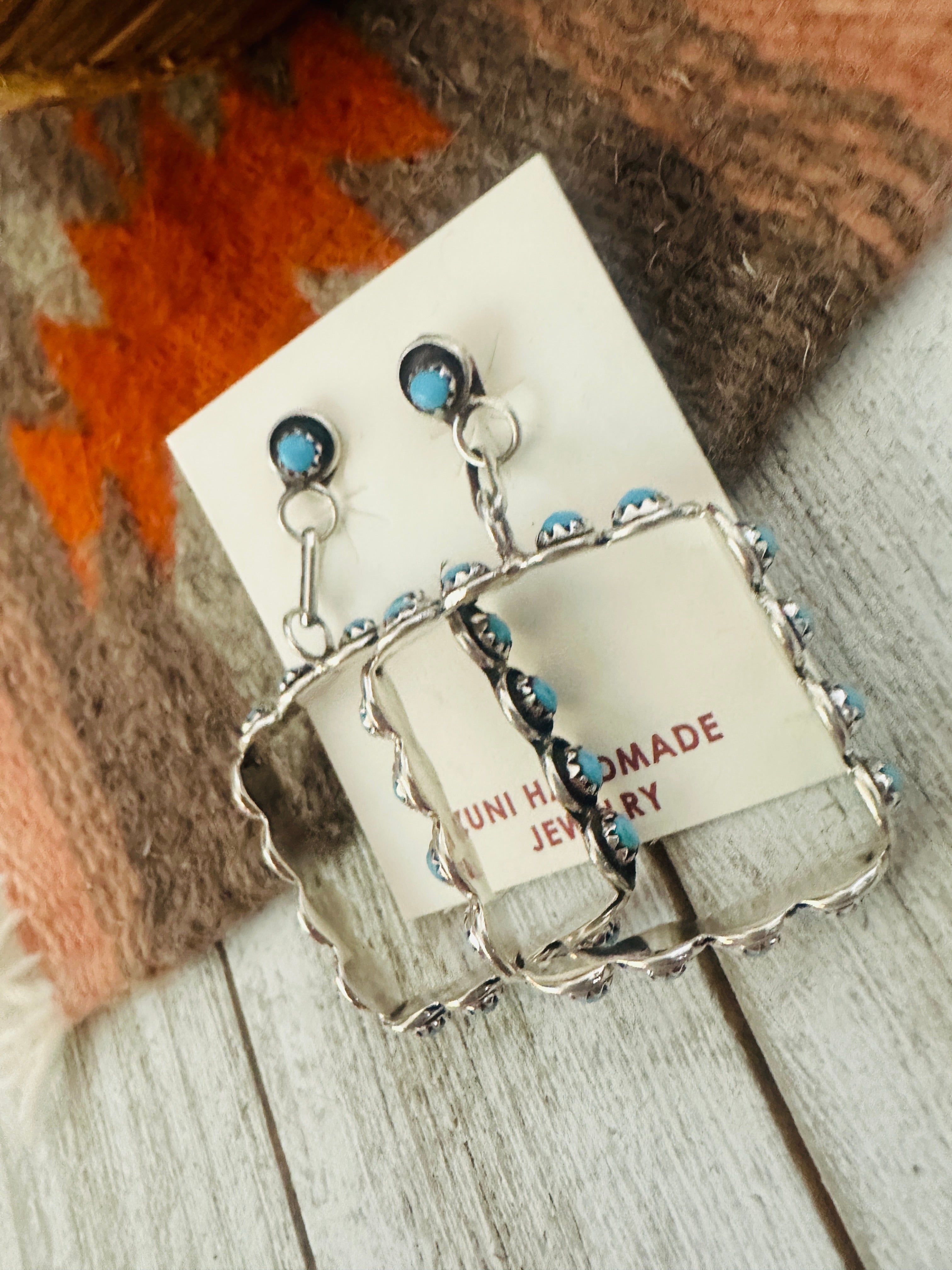 Handcrafted Turquoise & Sterling Silver Snake Eye Dangle Earrings