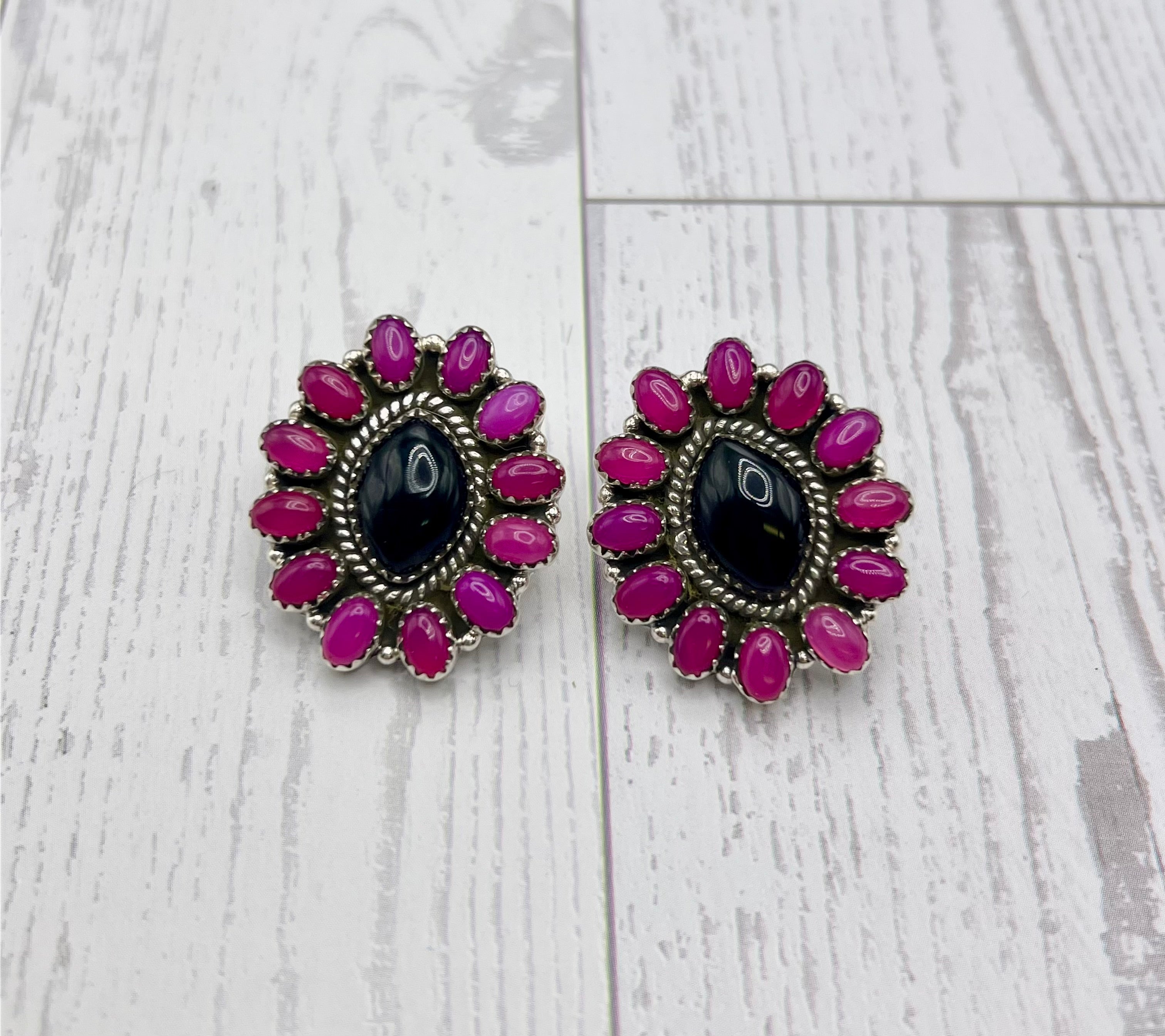 Handmade Pink & Black Onyx Sterling Silver Necklace