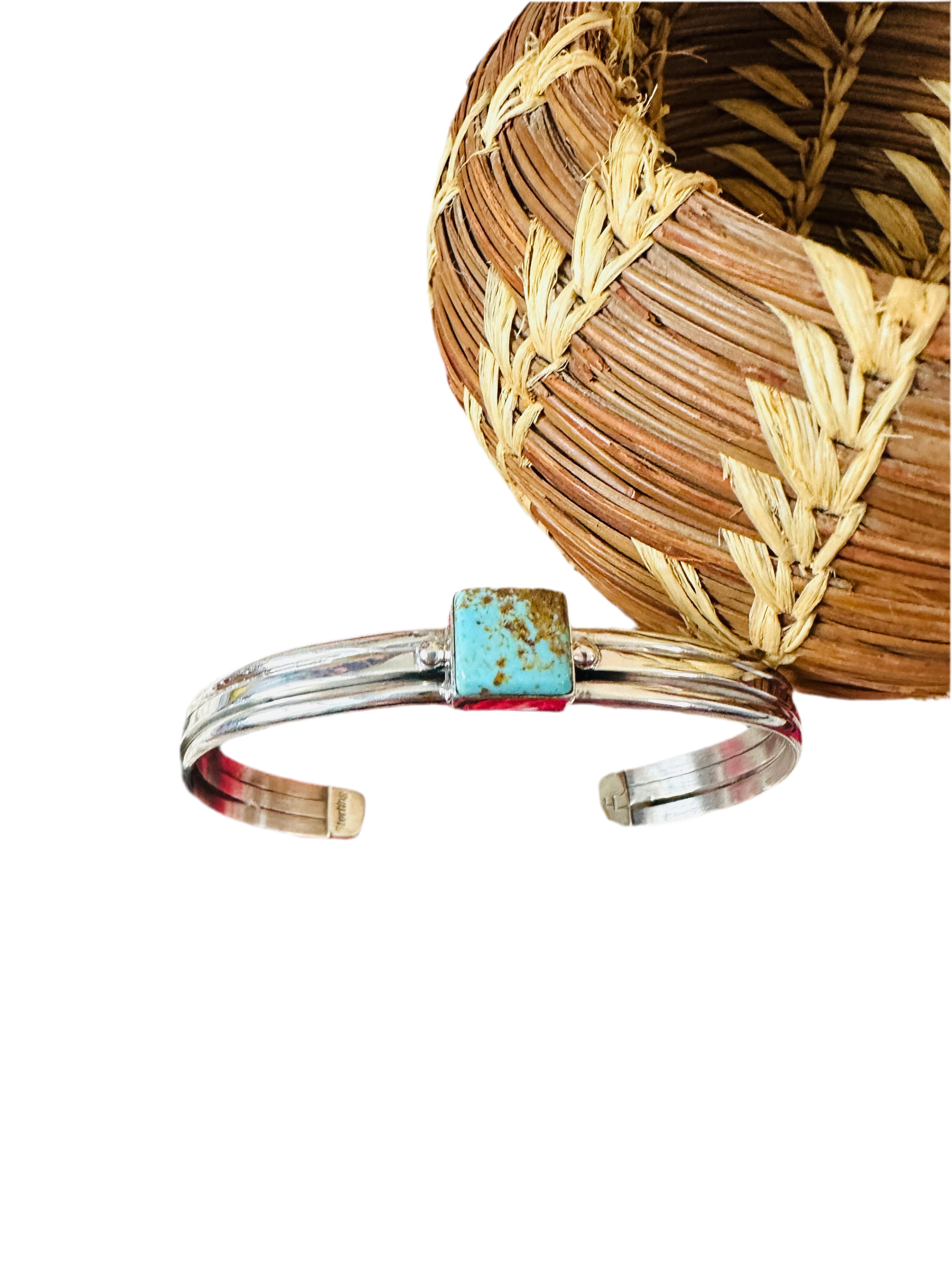 Handcrafted Sterling Silver & Turquoise Square Cuff Bracelet