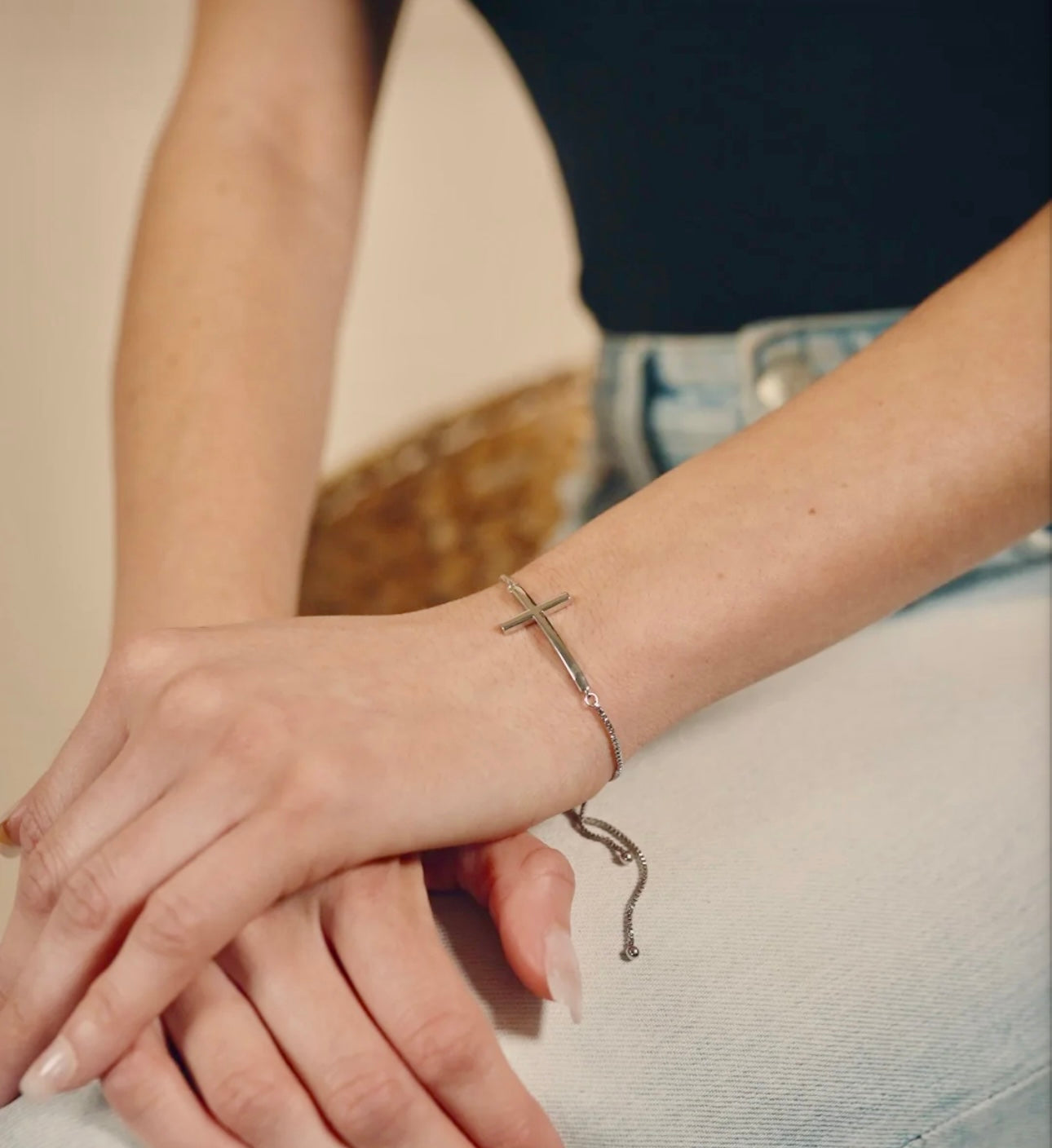 Polished Cross Bolo Bracelet