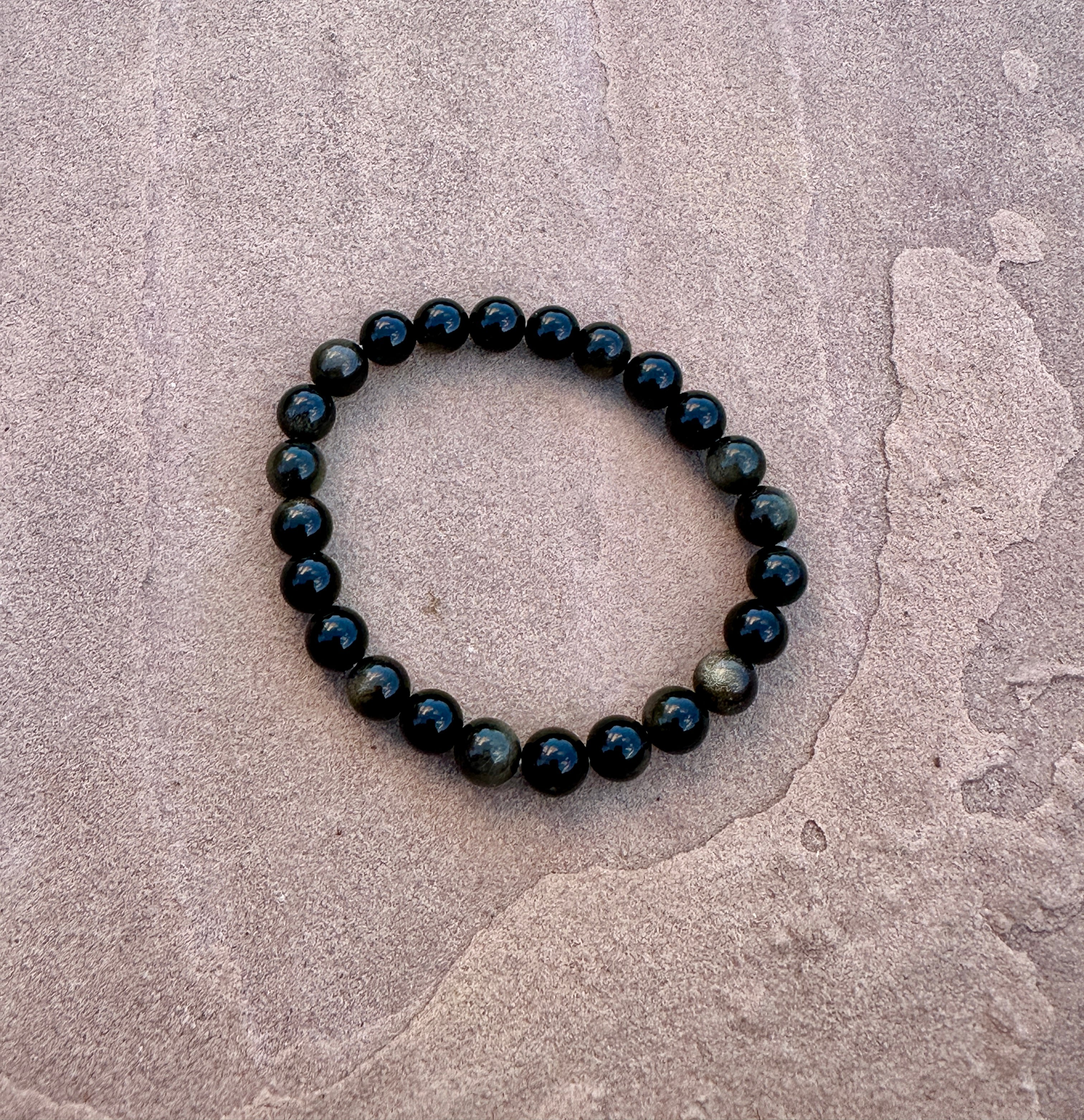 Black Banded Agate 8mm beaded stretch bracelet