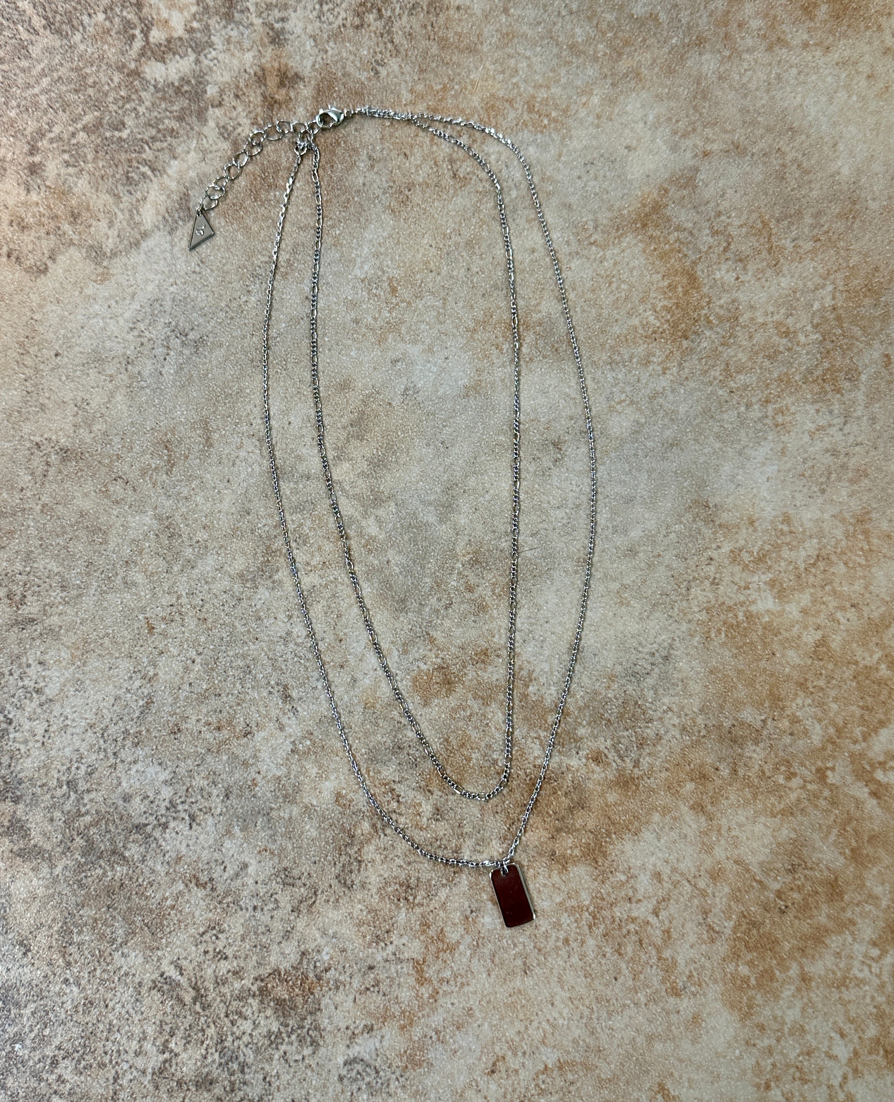 Initial Tag Layered Chain “J” Necklace