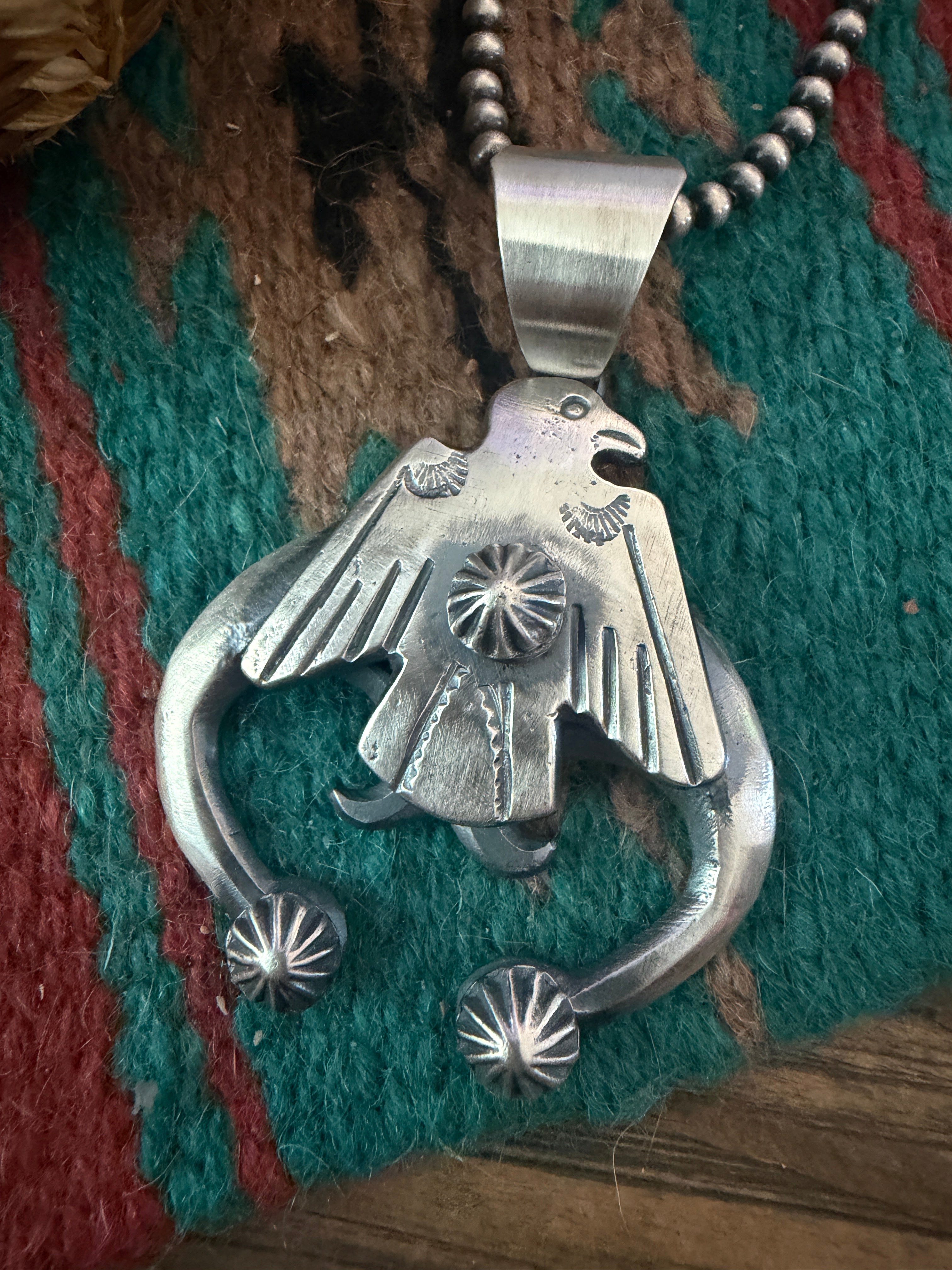 Handcrafted Sterling Silver Thunderbird Naja Pendant by Chimney Butte