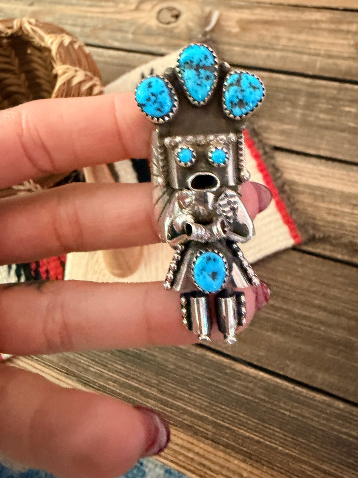 Handcrafted Turquoise & Sterling Silver Kachina Ring
