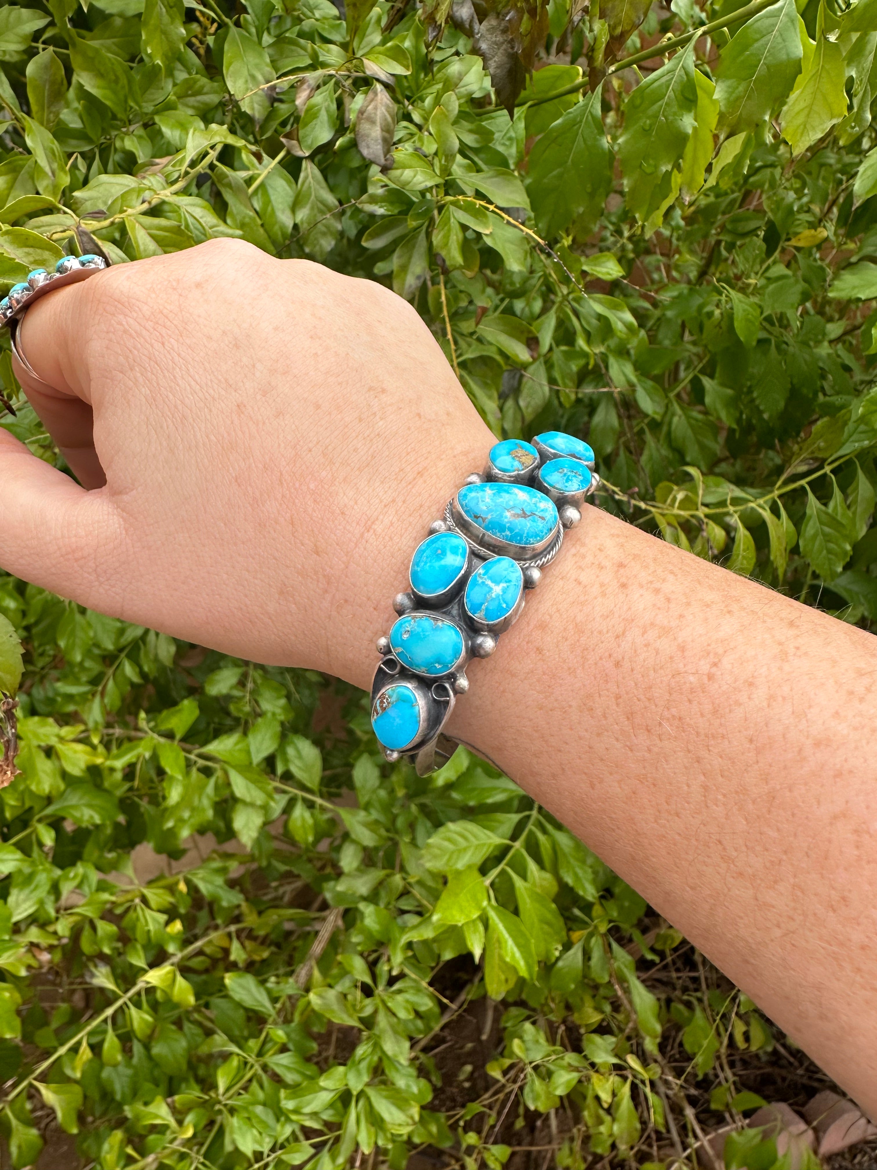 Beautiful Kathleen Livingston Handcrafted Sterling Turquoise Bracelet Cuff Signed