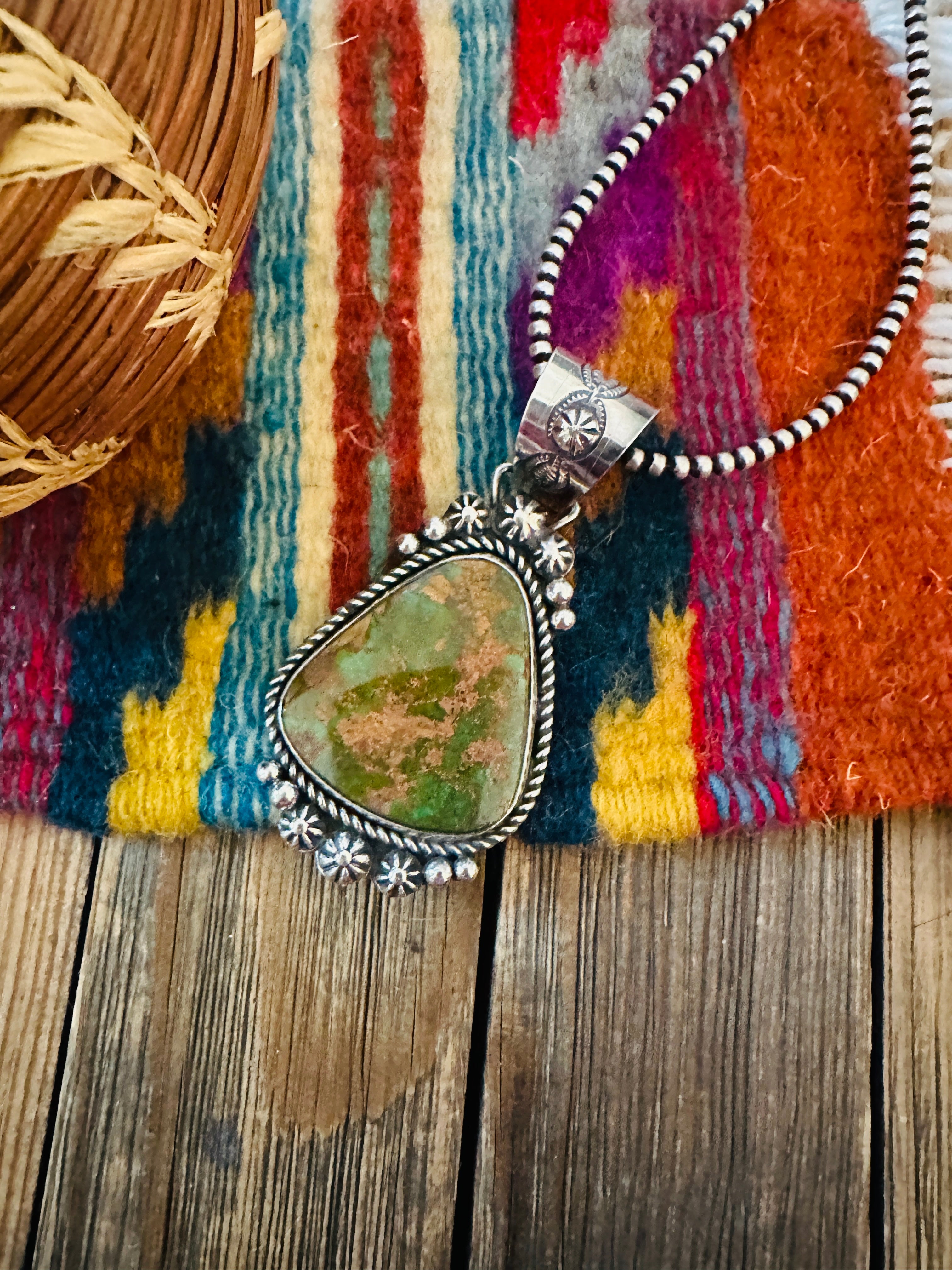 Handcrafted Sterling Silver & Royston Turquoise Pendant by Rosella Paxson