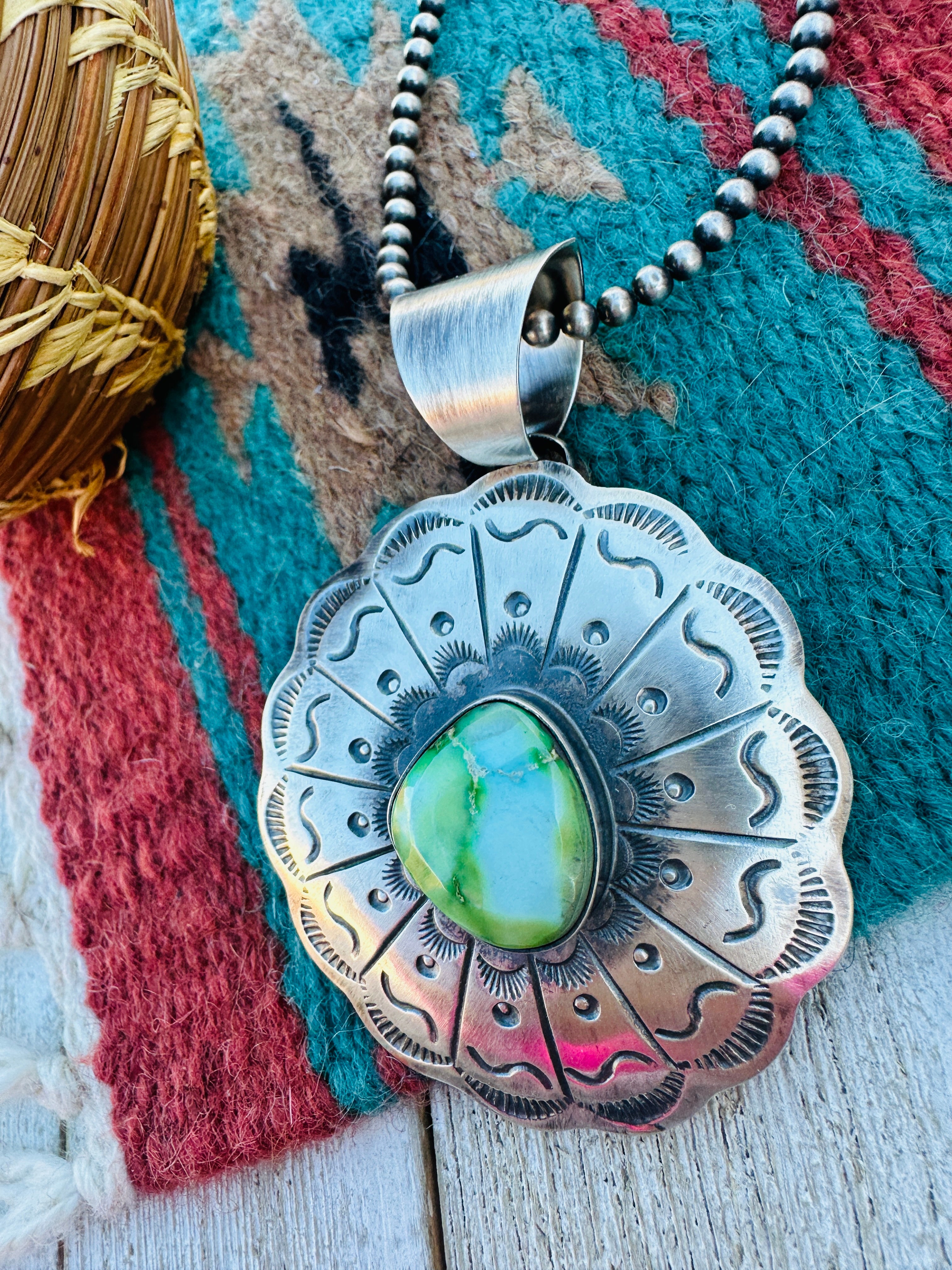 Handcrafted Sterling Silver & Sonoran Mountain Turquoise Pendant by Chimney Butte
