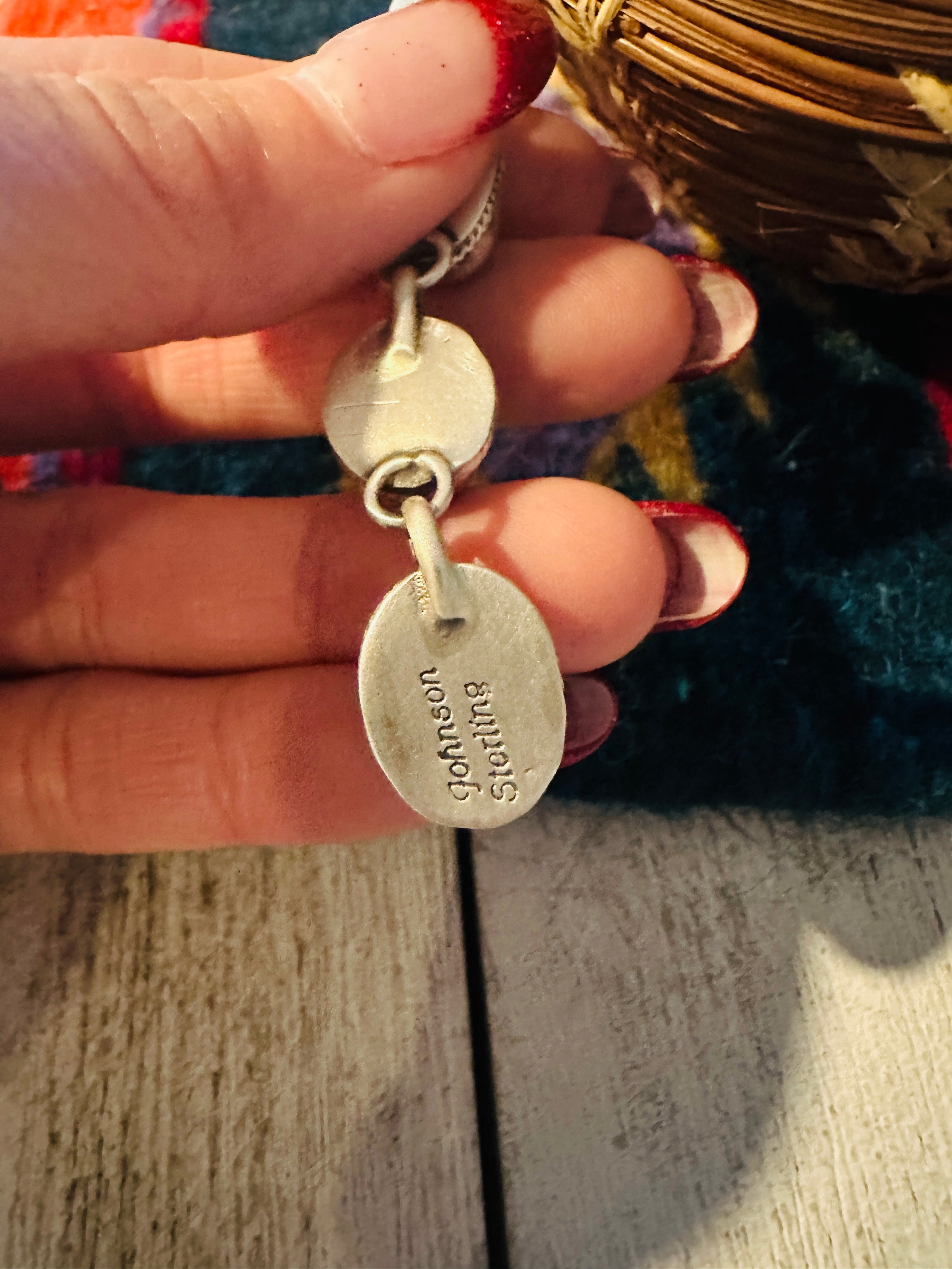 Navajo Golden Hills Turquoise & Sterling Silver Cluster Dangle Earrings Signed