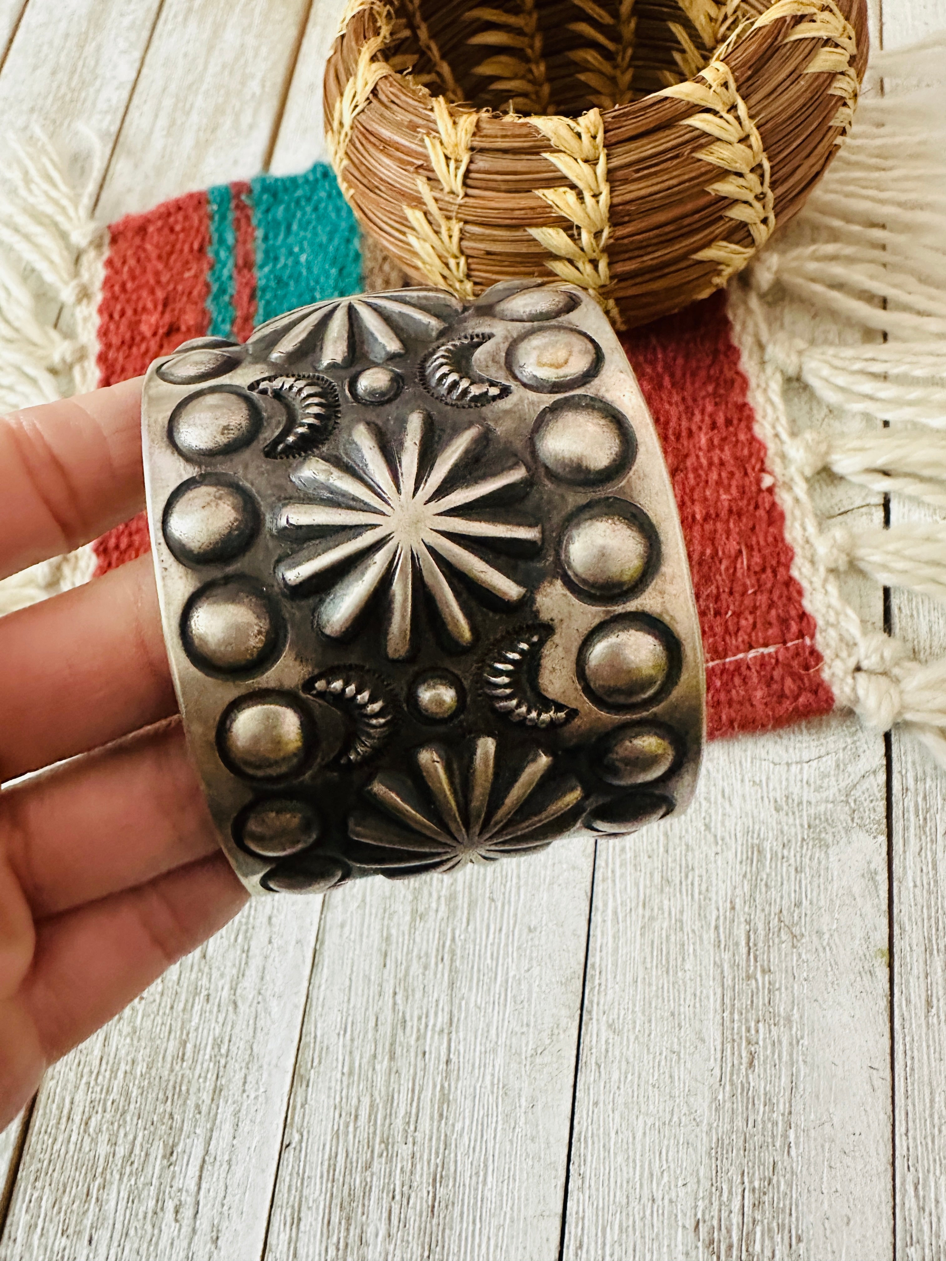 Handcrafted Hand Stamped Sterling Silver Cuff Bracelet