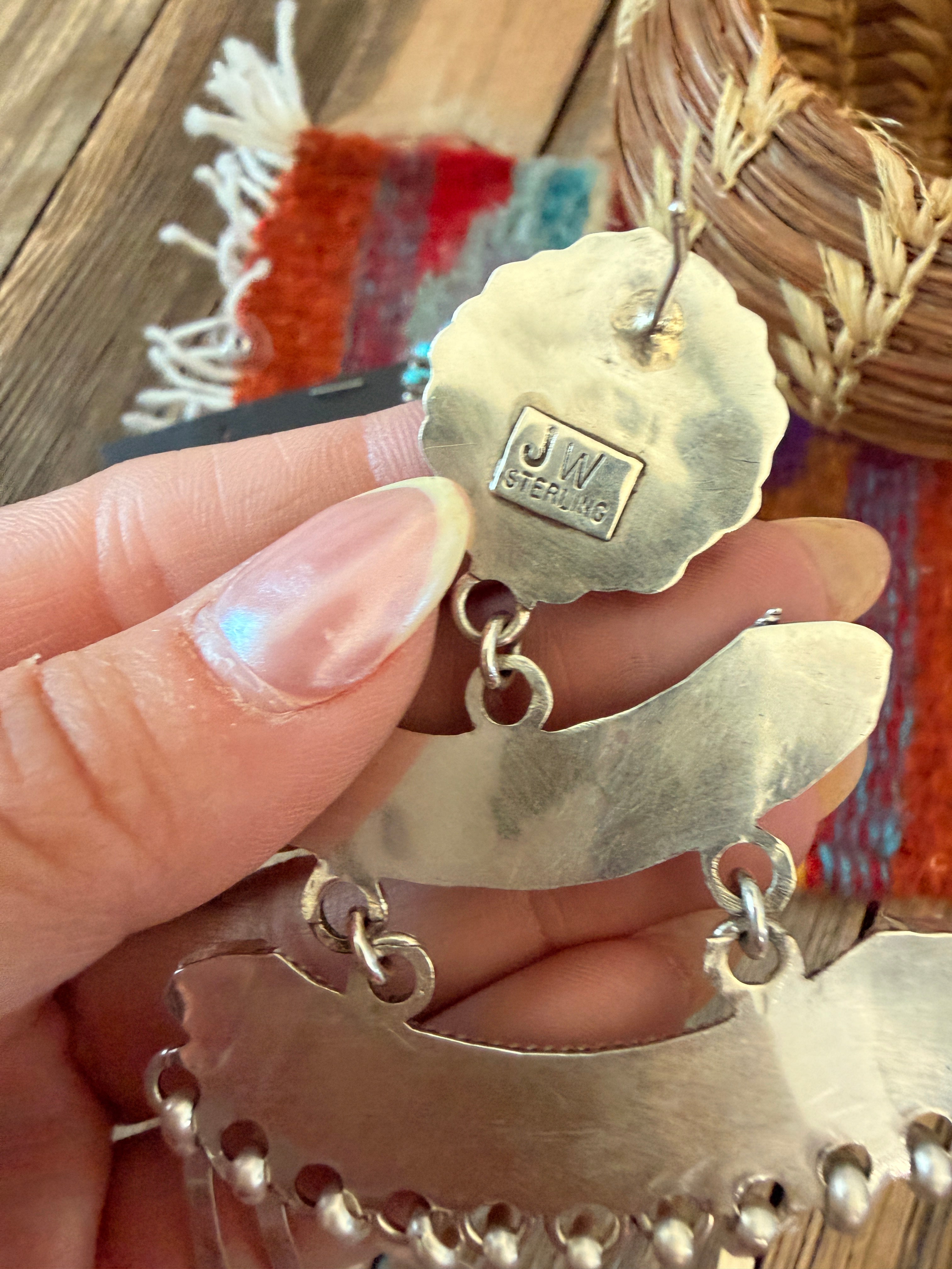 Handcrafted Turquoise and Sterling Silver Cluster Dangle Earrings by Juliana Williams