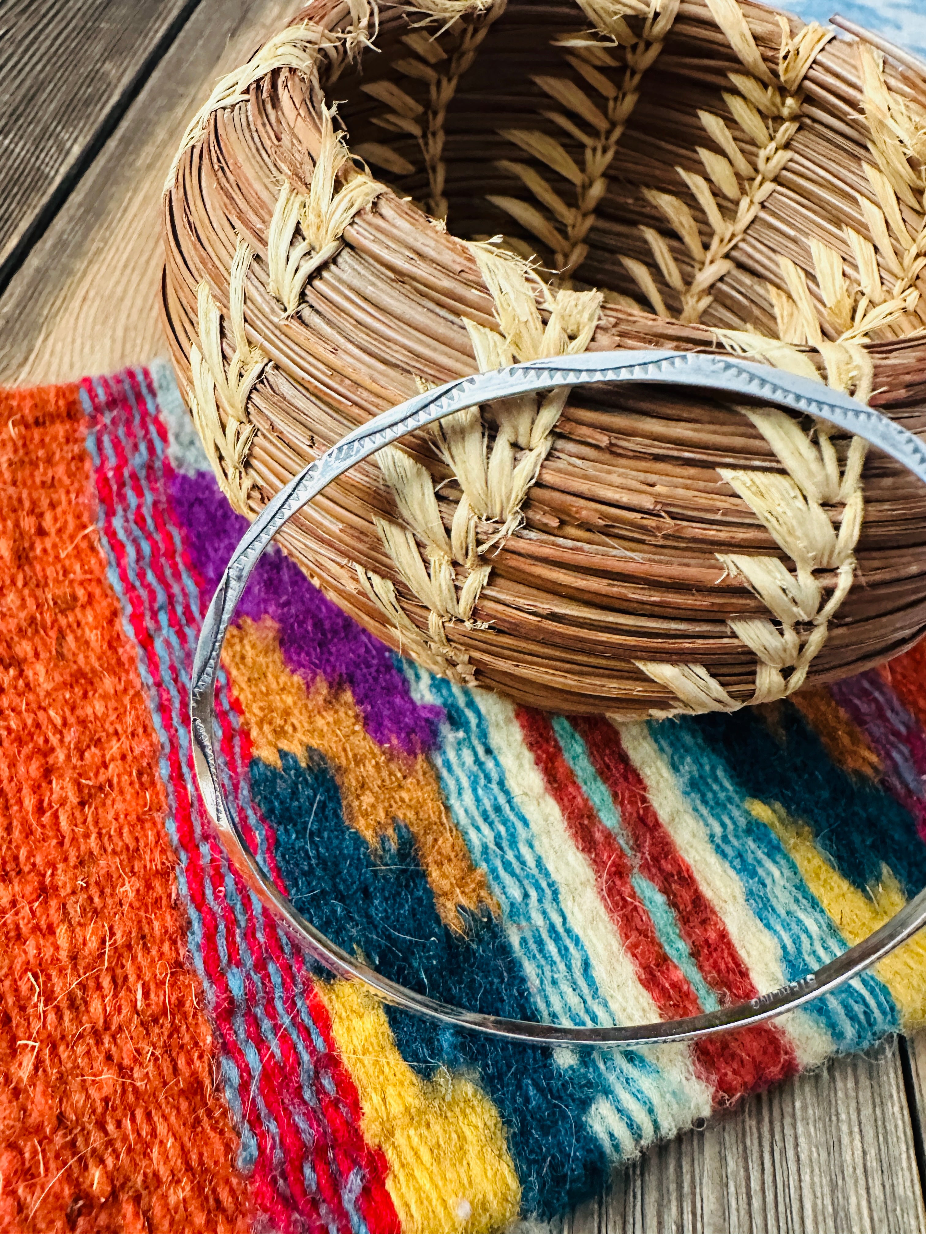 Hand Stamped Sterling Silver Bangle Bracelet