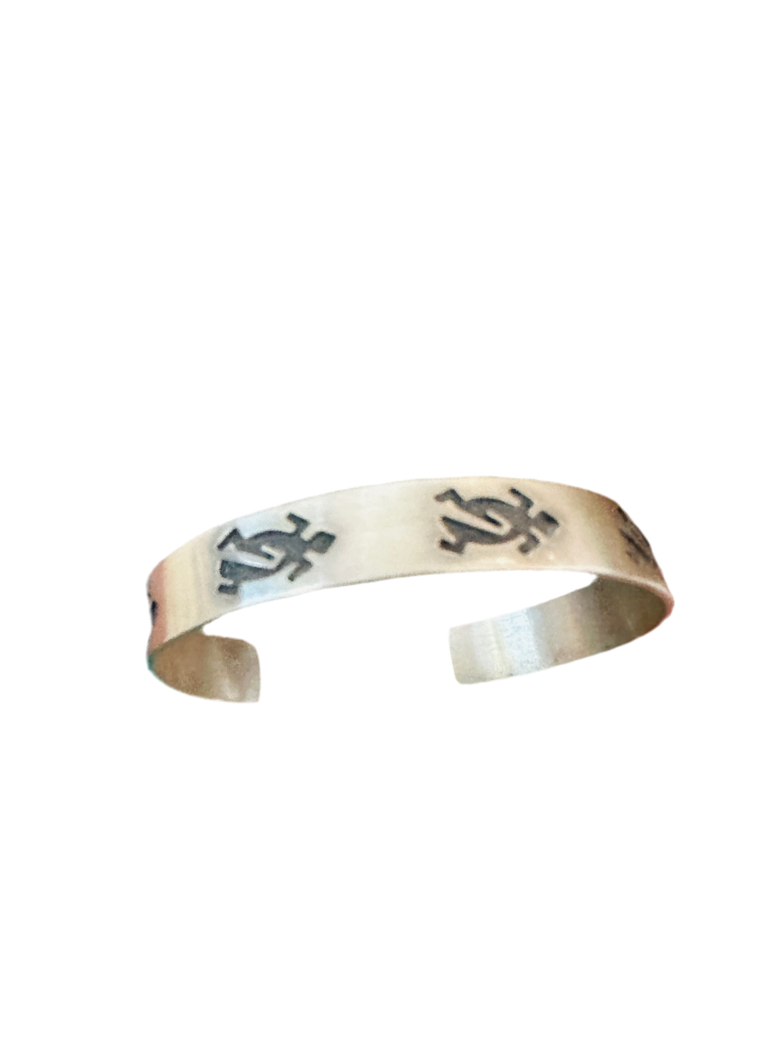 Handcrafted Hand Stamped Sterling Silver Turtle Cuff Bracelet