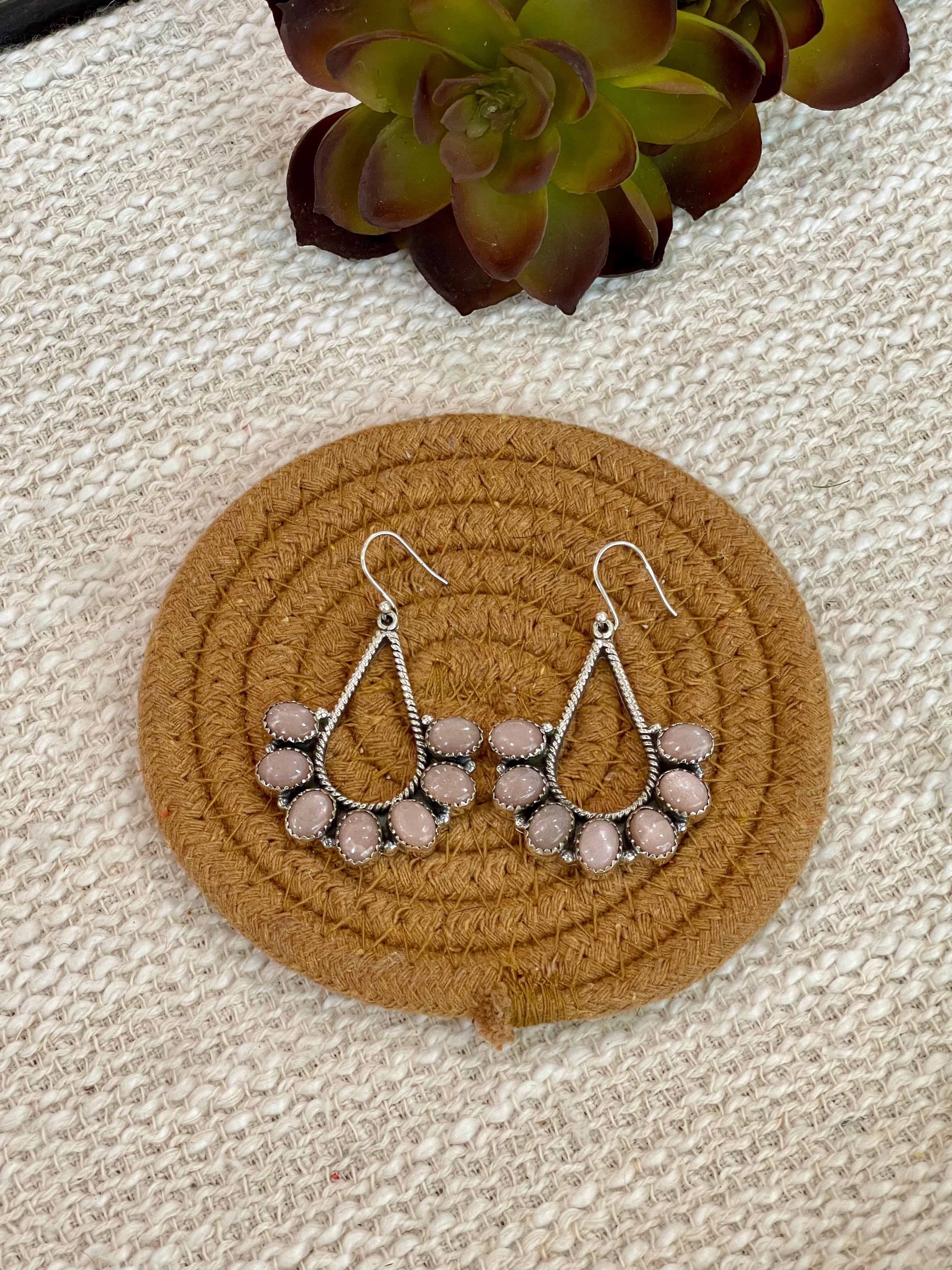 Handmade Mother Of Pearl & Sterling Silver Dangle Earrings