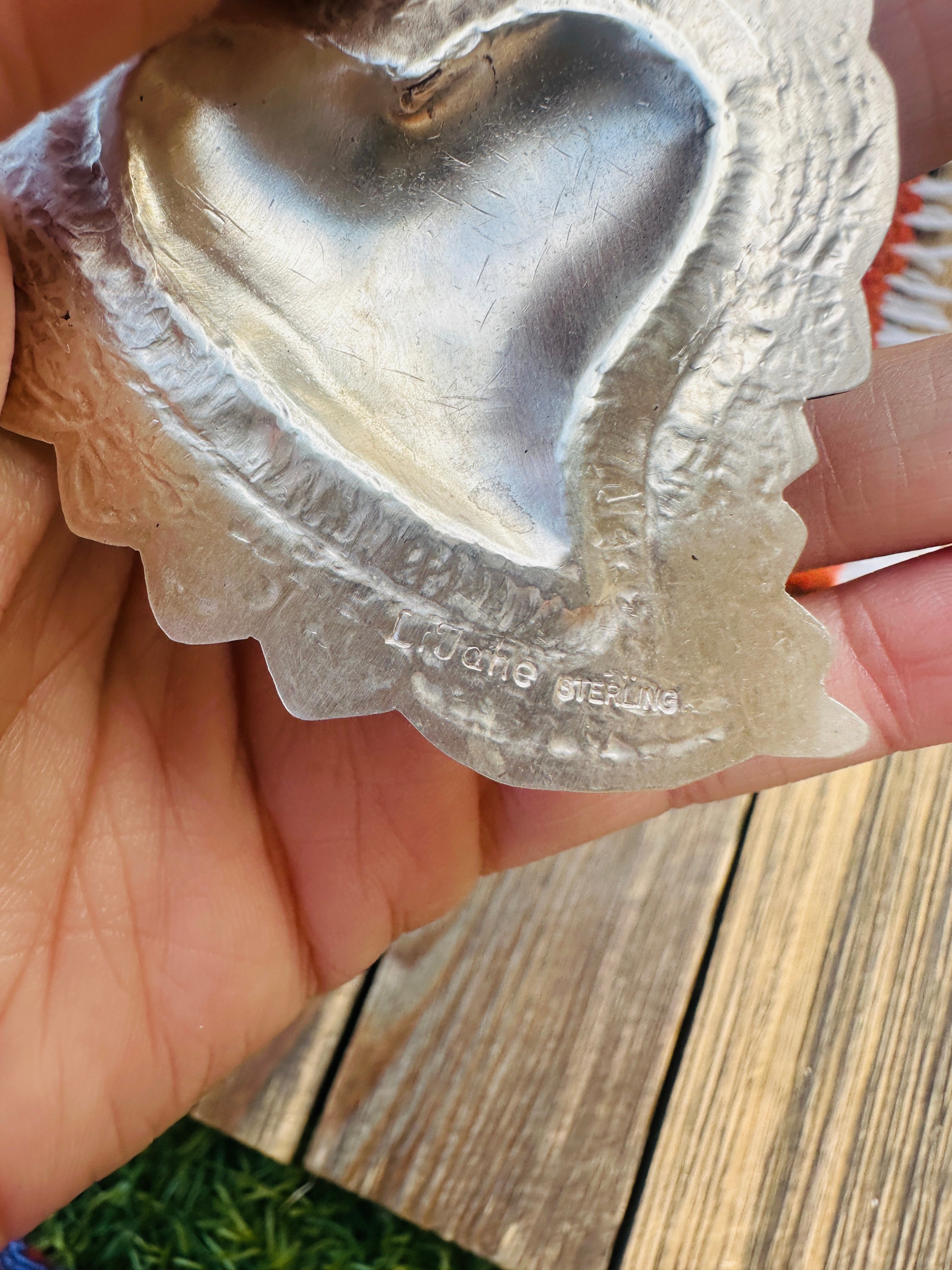 Handcrafted Sterling Silver Concho Heart Dangle Earrings by Leander Tahe