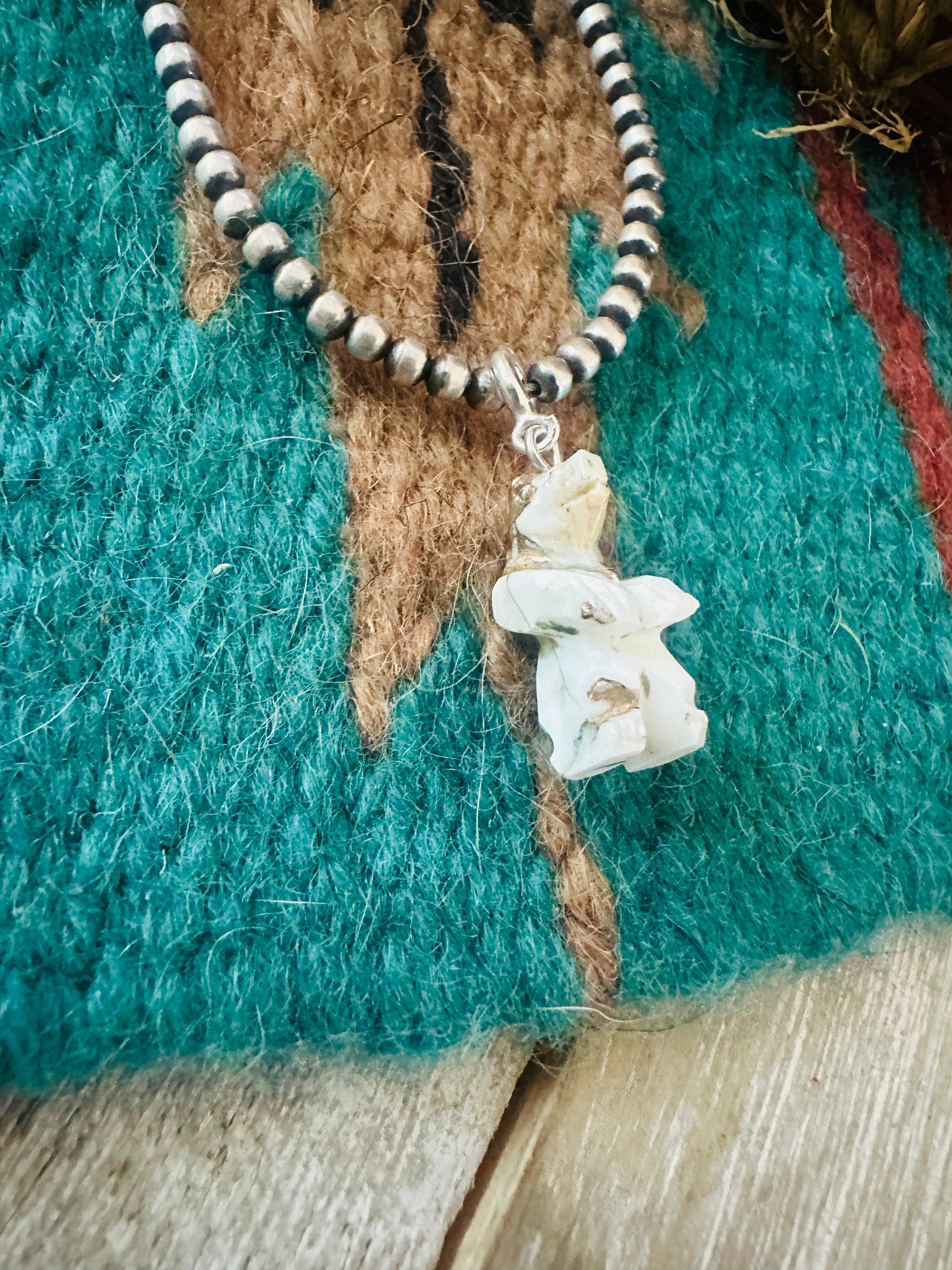 Handcrafted & Hand Carved Blue Mojave Bear Charm