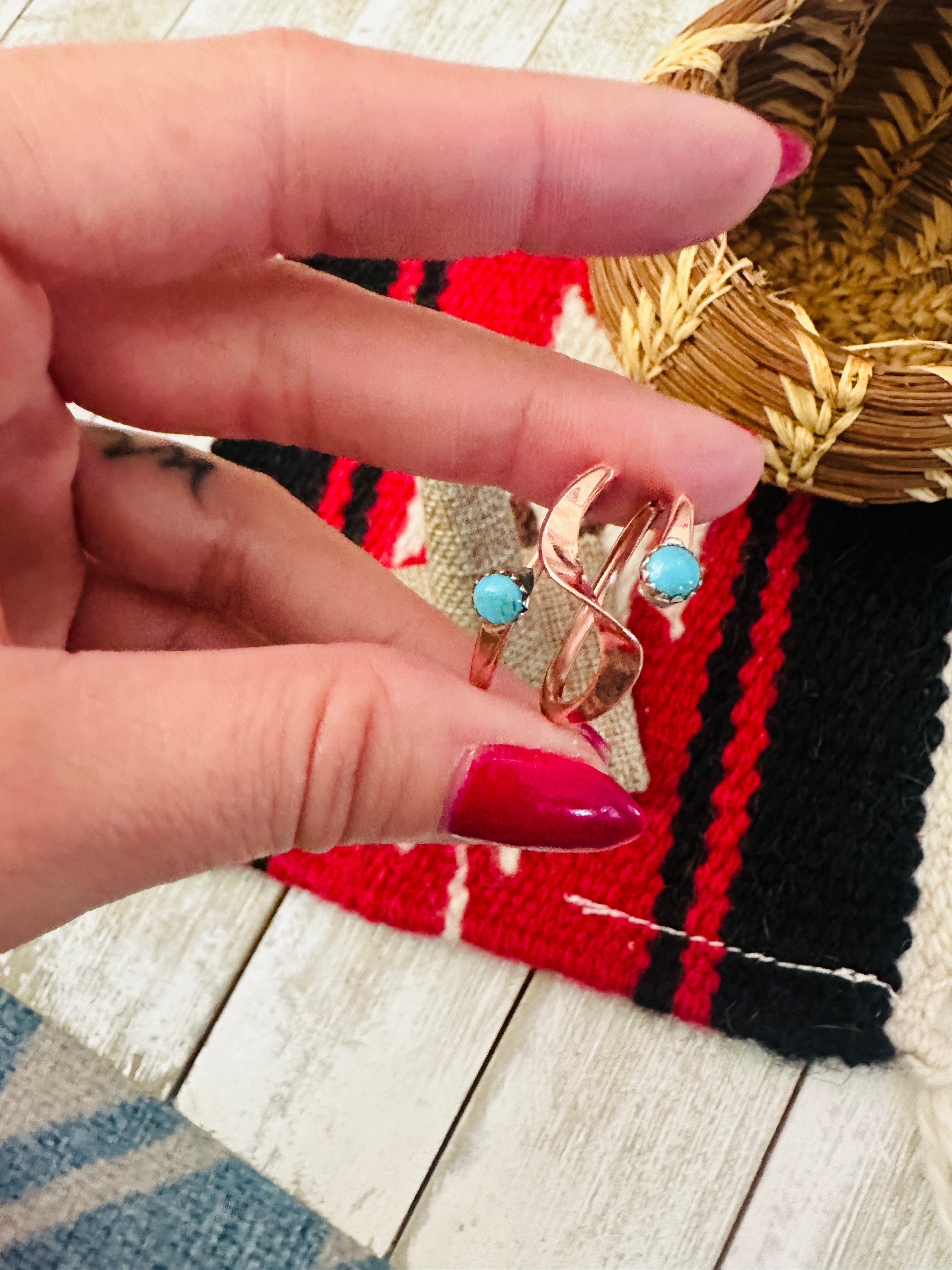 Handcrafted Turquoise & Copper over Sterling Silver Ring