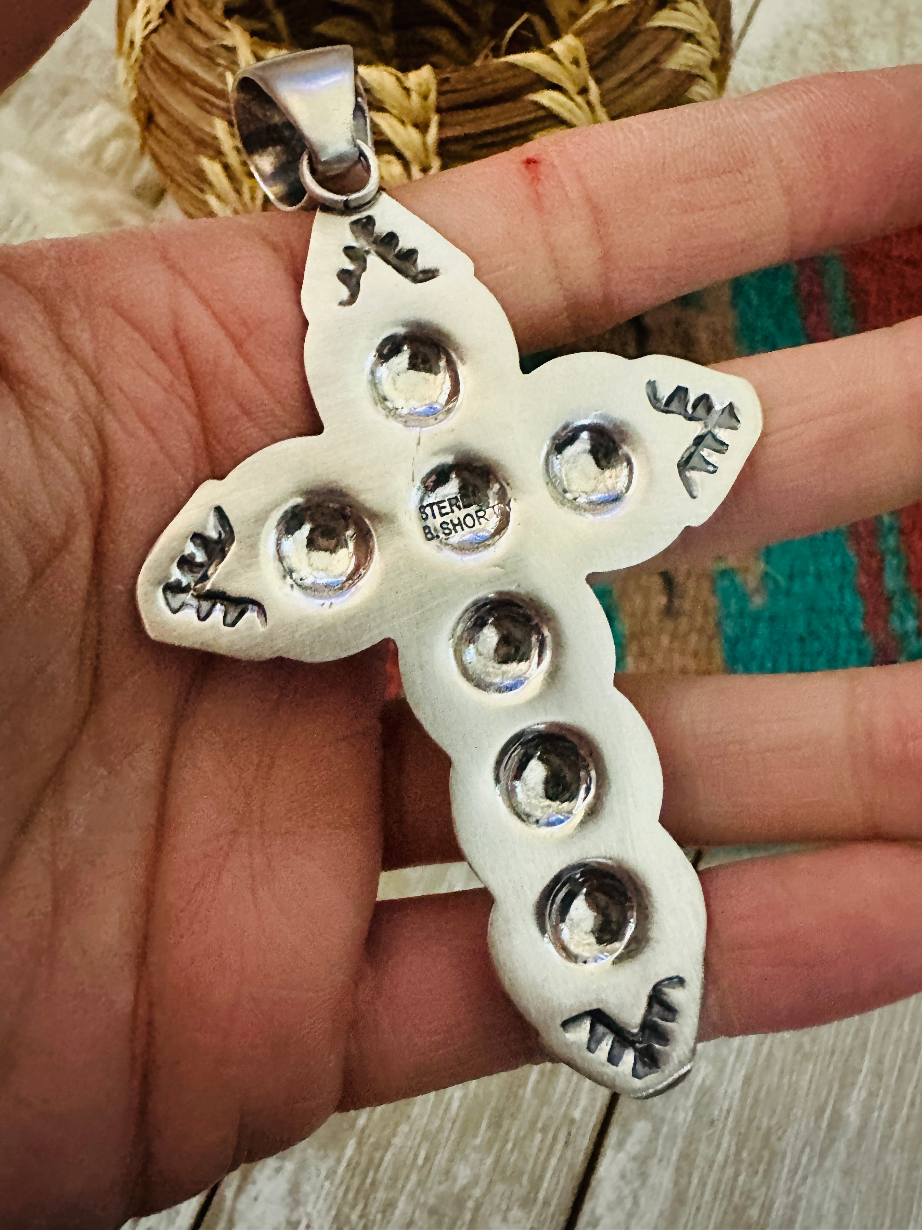 Handcrafted Sterling Silver Cross Pendant by Benson Shorty