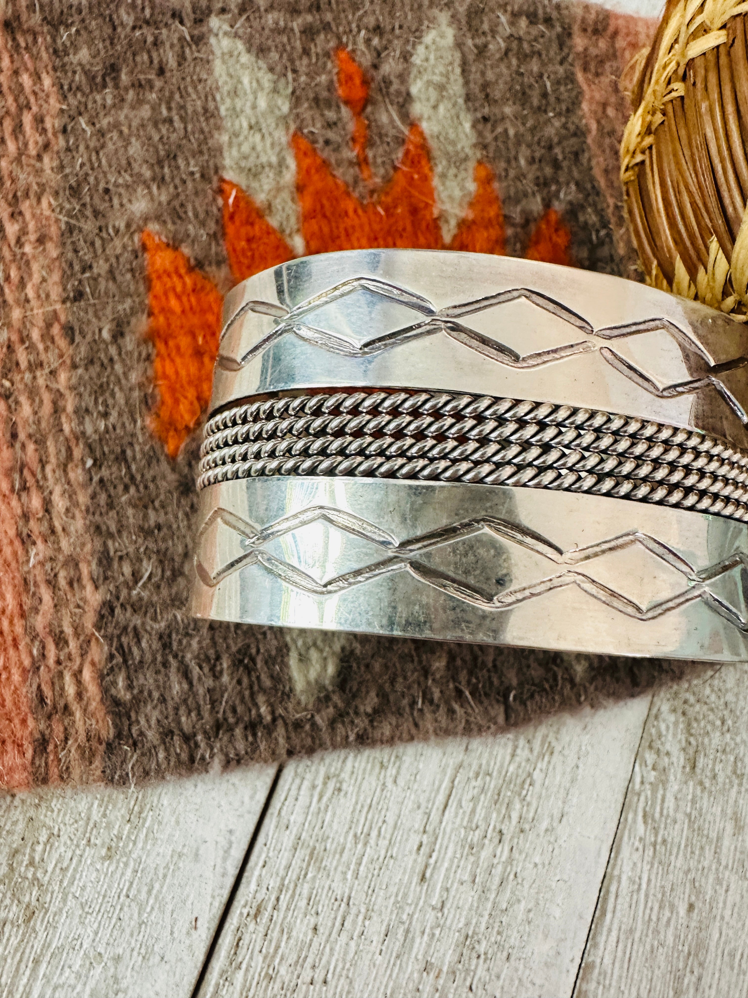 Handcrafted & Hand Stamped Sterling Silver Cuff Bracelet