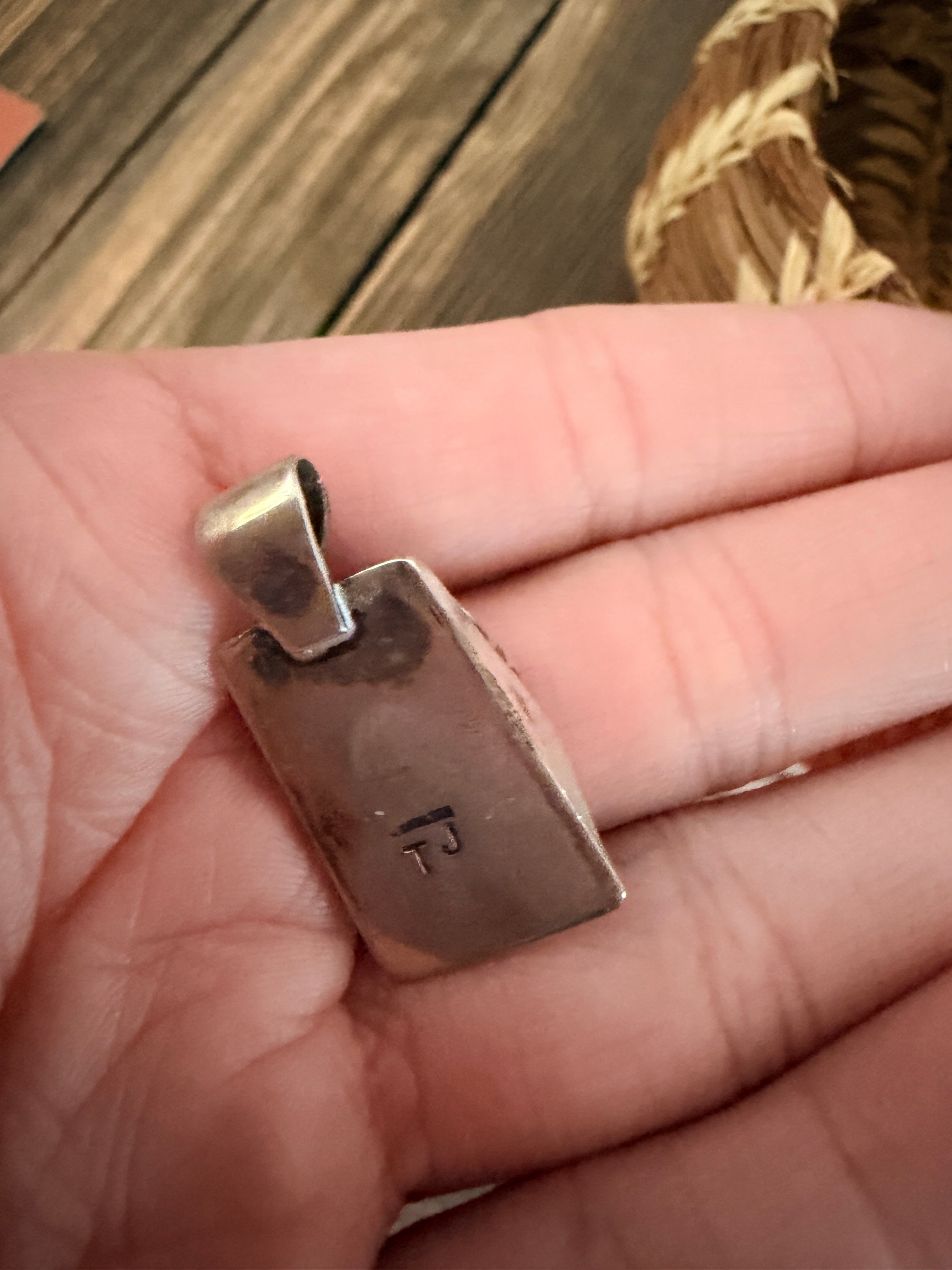 Old Pawn Handcrafted Multi Stone & Sterling Silver Inlay Pendant