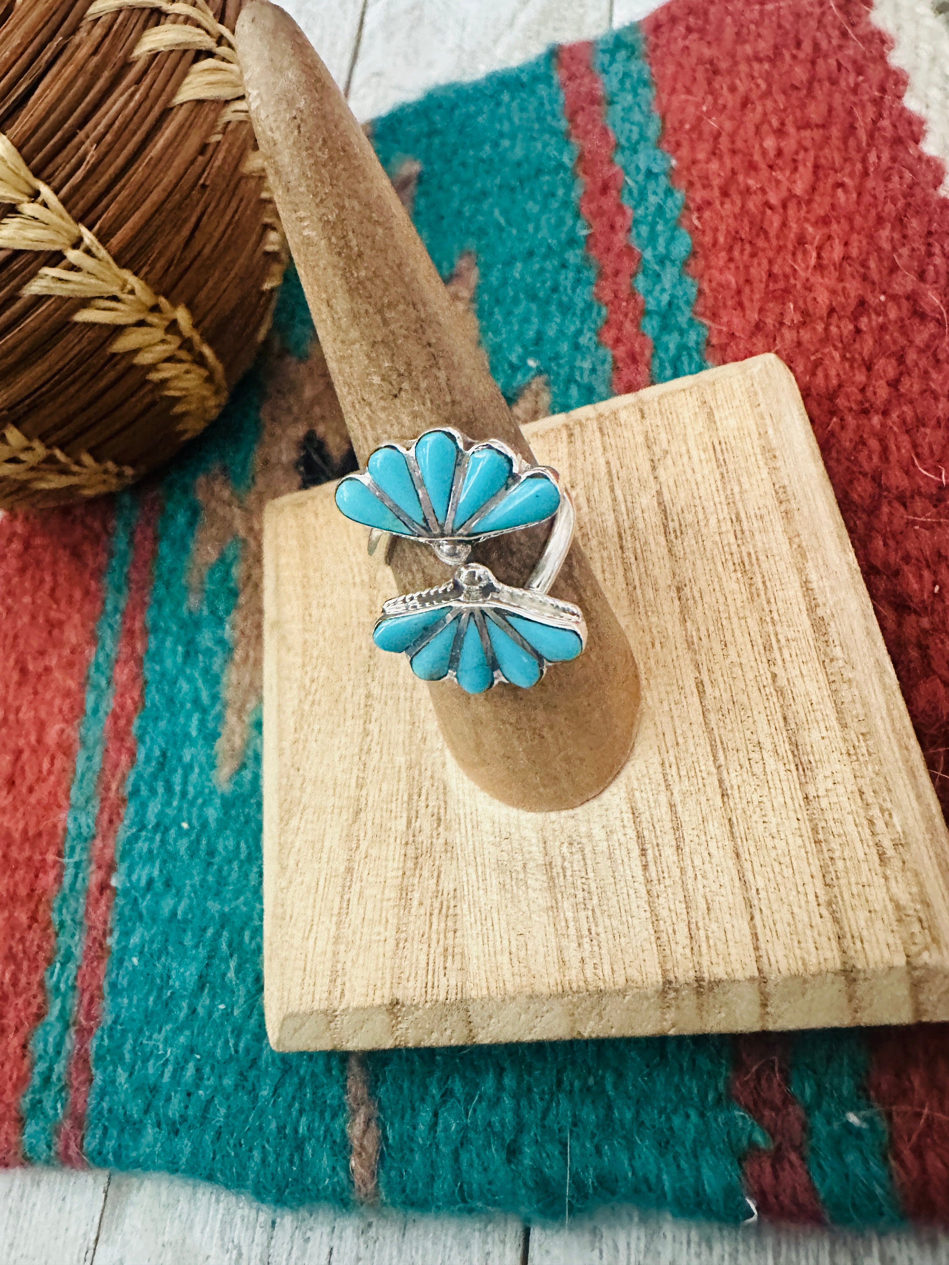 Handcrafted Sterling Silver & Turquoise Adjustable Ring
