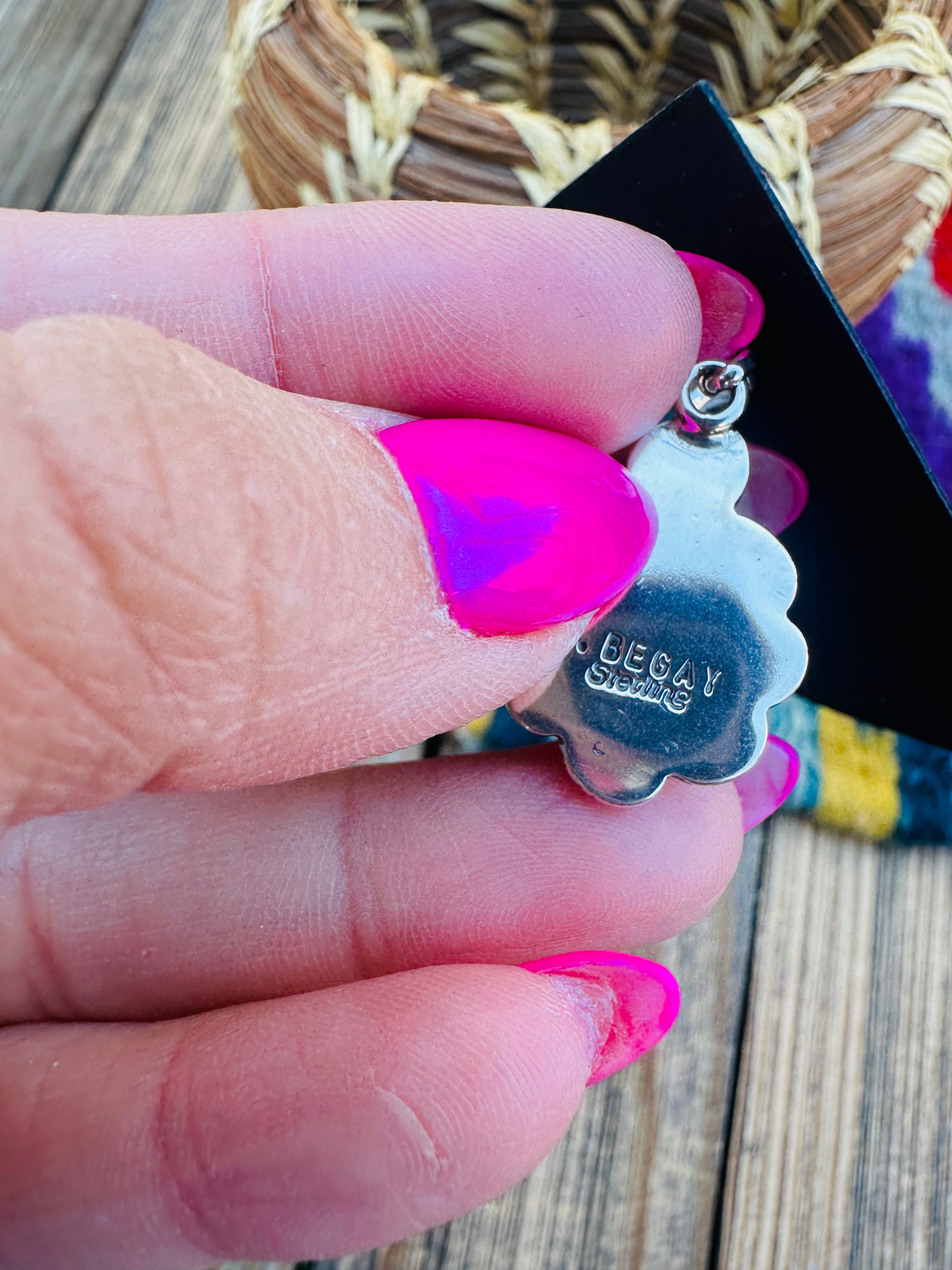 Handcrafted Sterling Silver, Turquoise & Queen Pink Conch Dangle Earrings