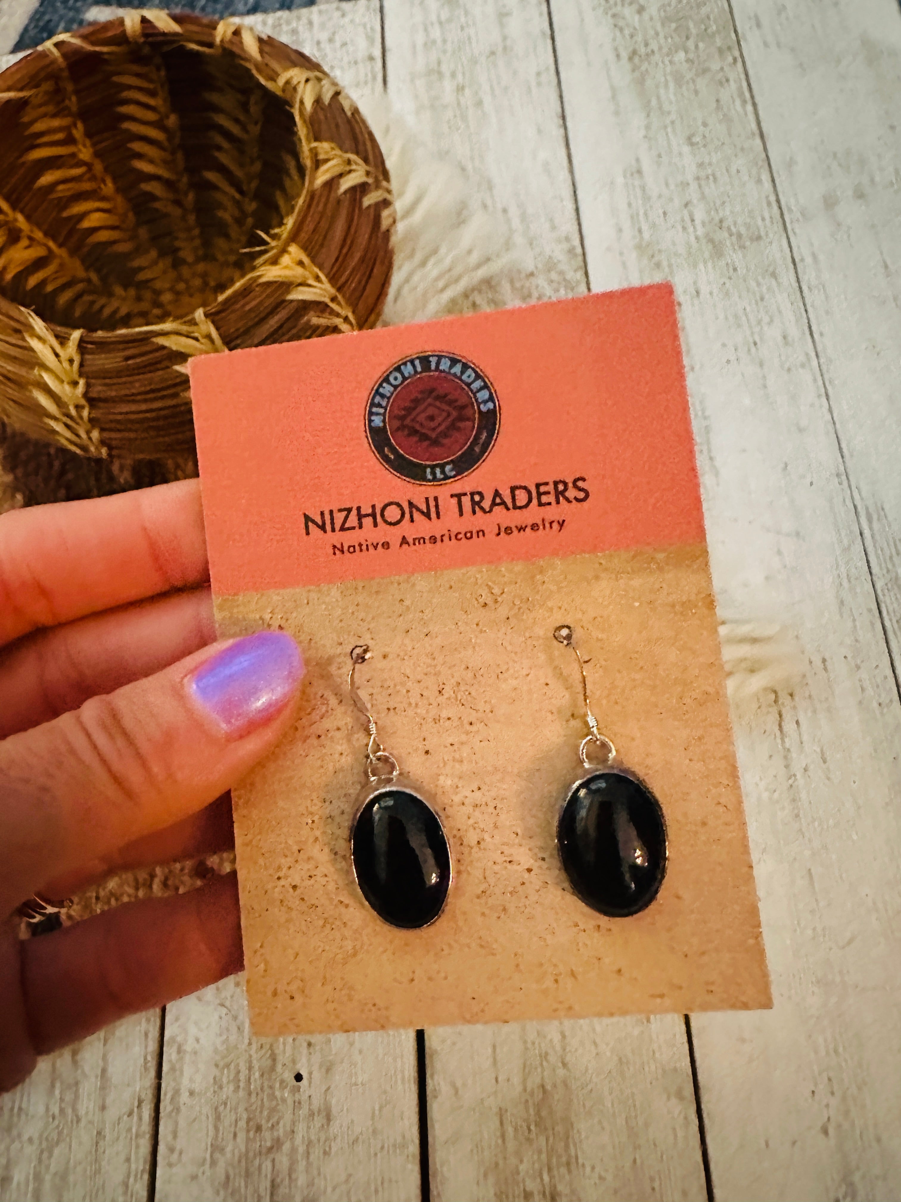 Handcrafted Onyx & Sterling Silver Dangle Earrings