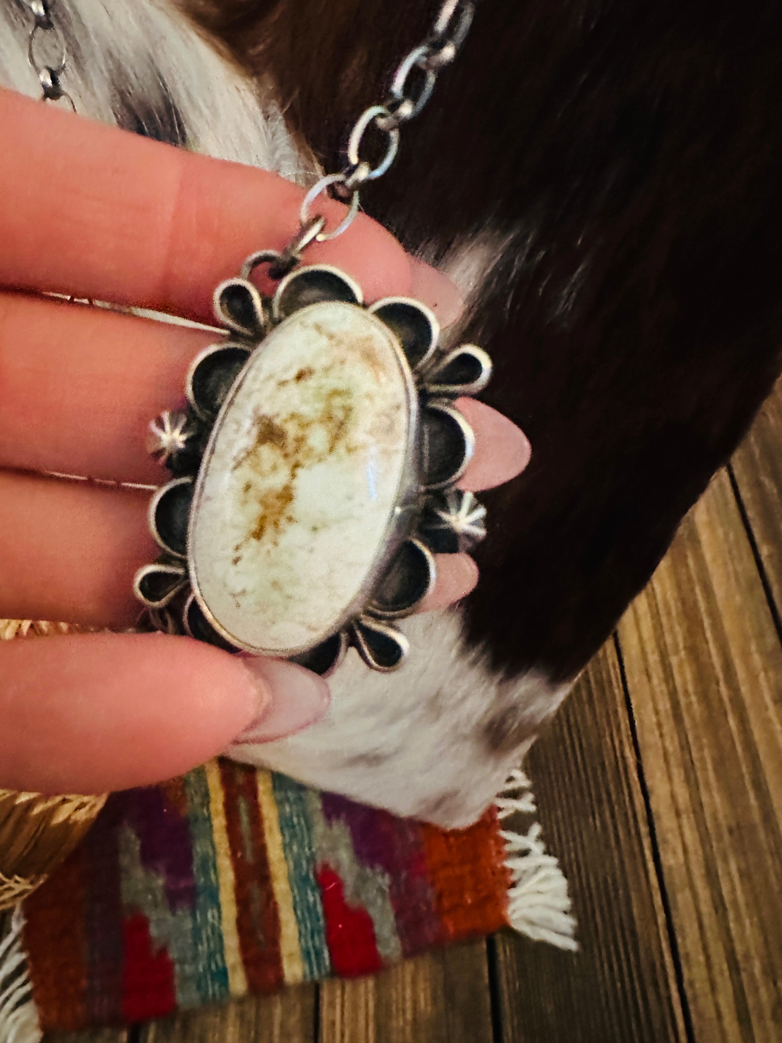 Handcrafted Dry Creek Turquoise & Sterling Silver Necklace by Jameson Garcia